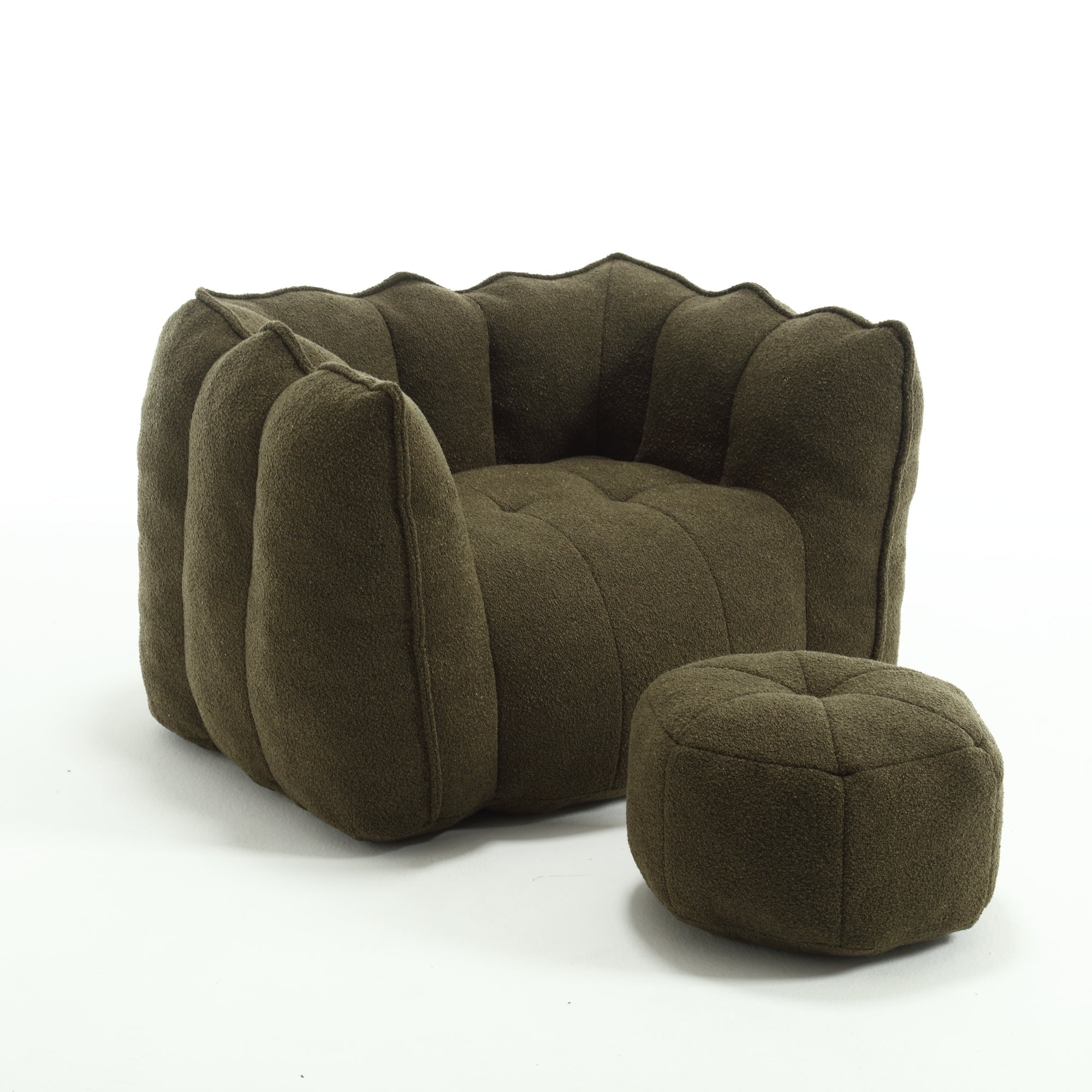 High Resilient Foam Bean Bag Chair with Footstool-American Furniture Outlet