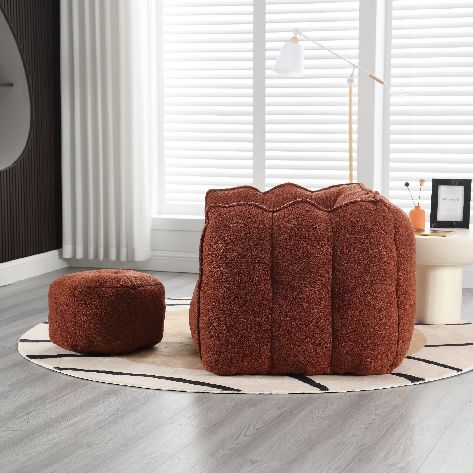 High Resilient Foam Bean Bag Chair with Footstool-American Furniture Outlet