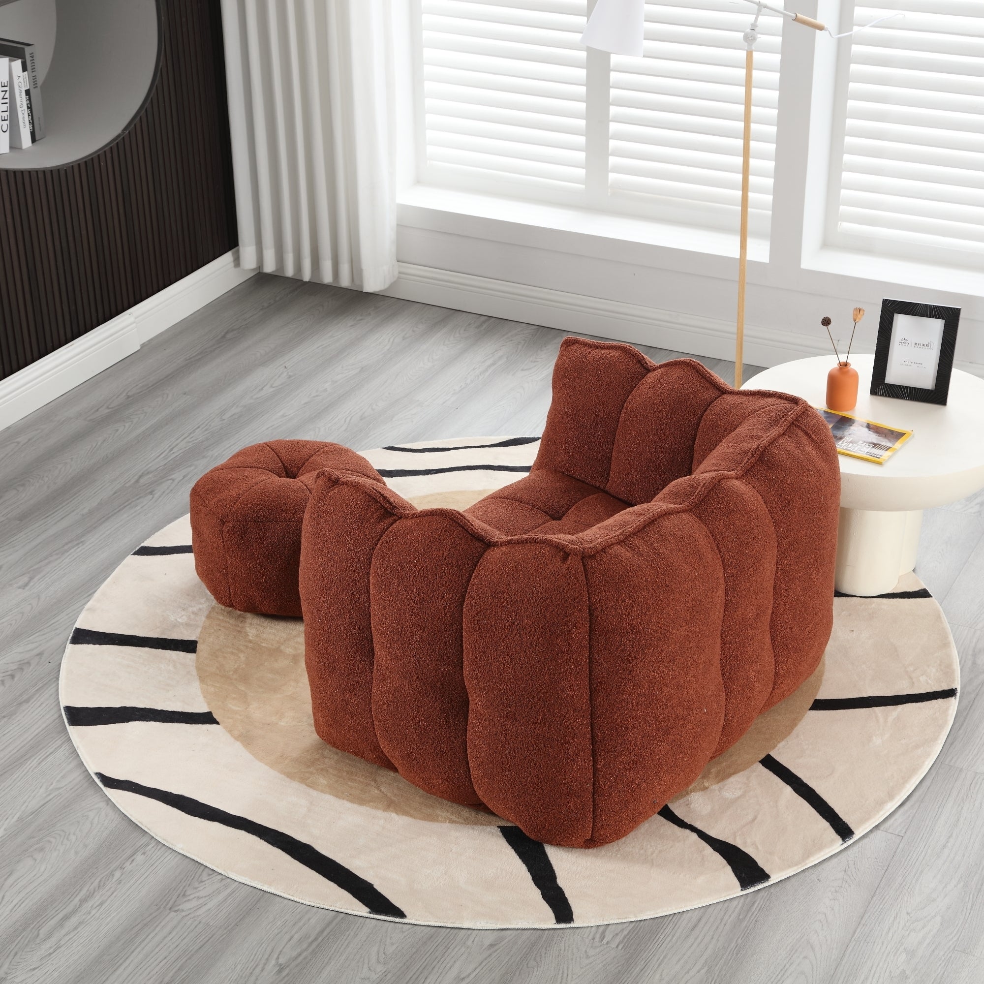 High Resilient Foam Bean Bag Chair with Footstool-American Furniture Outlet