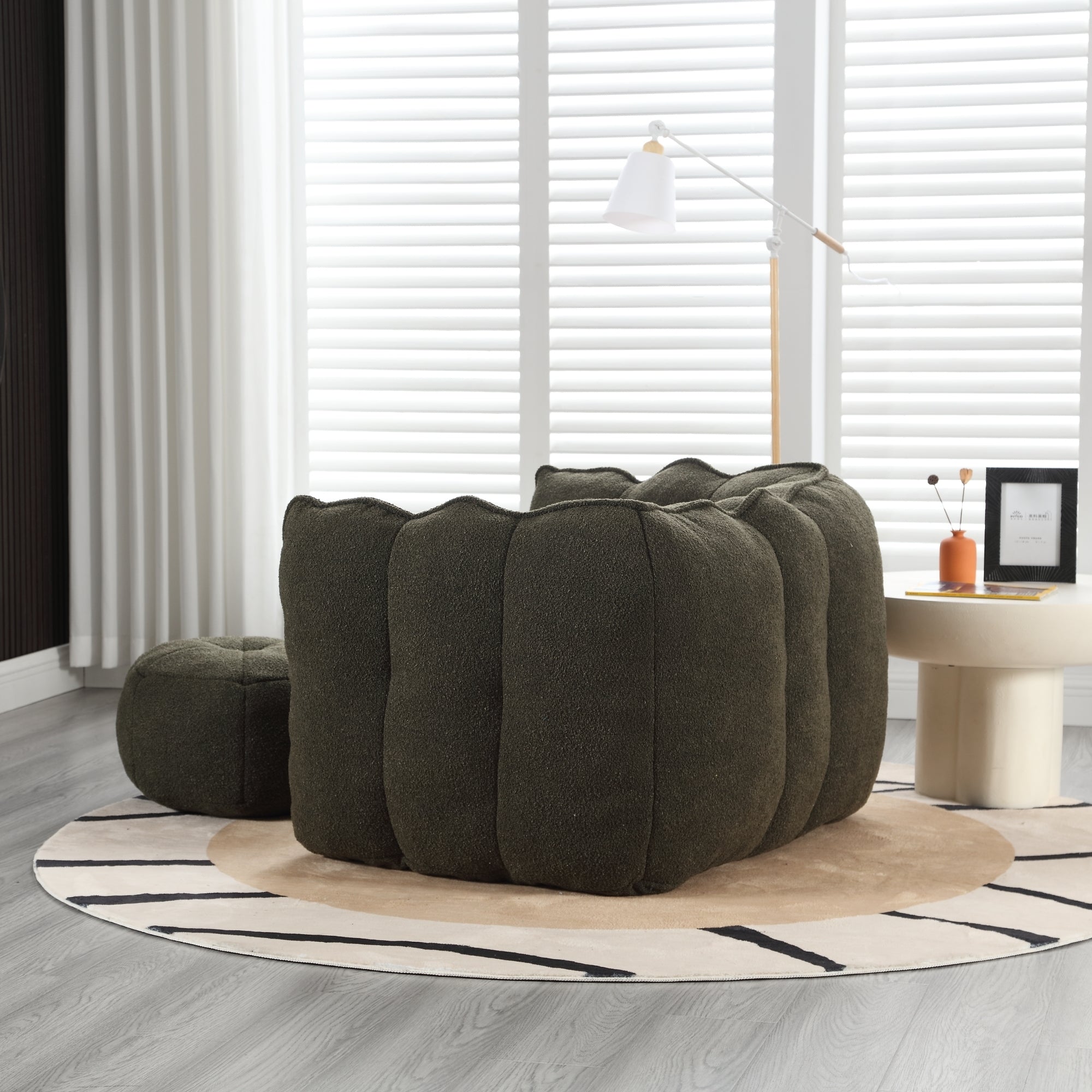 High Resilient Foam Bean Bag Chair with Footstool-American Furniture Outlet