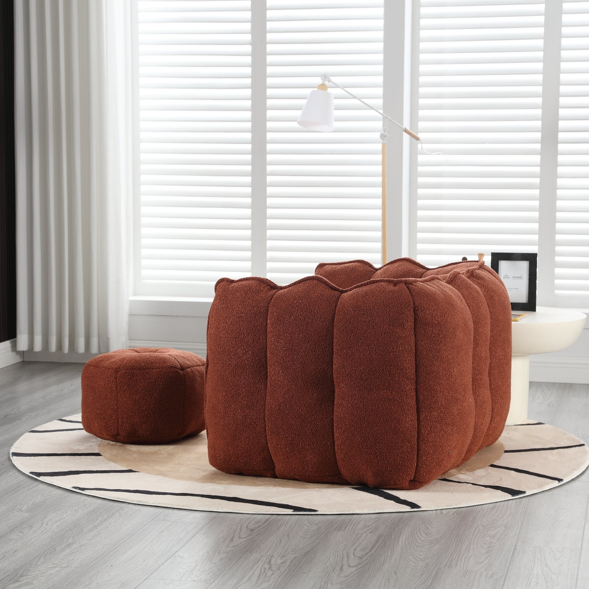 High Resilient Foam Bean Bag Chair with Footstool-American Furniture Outlet