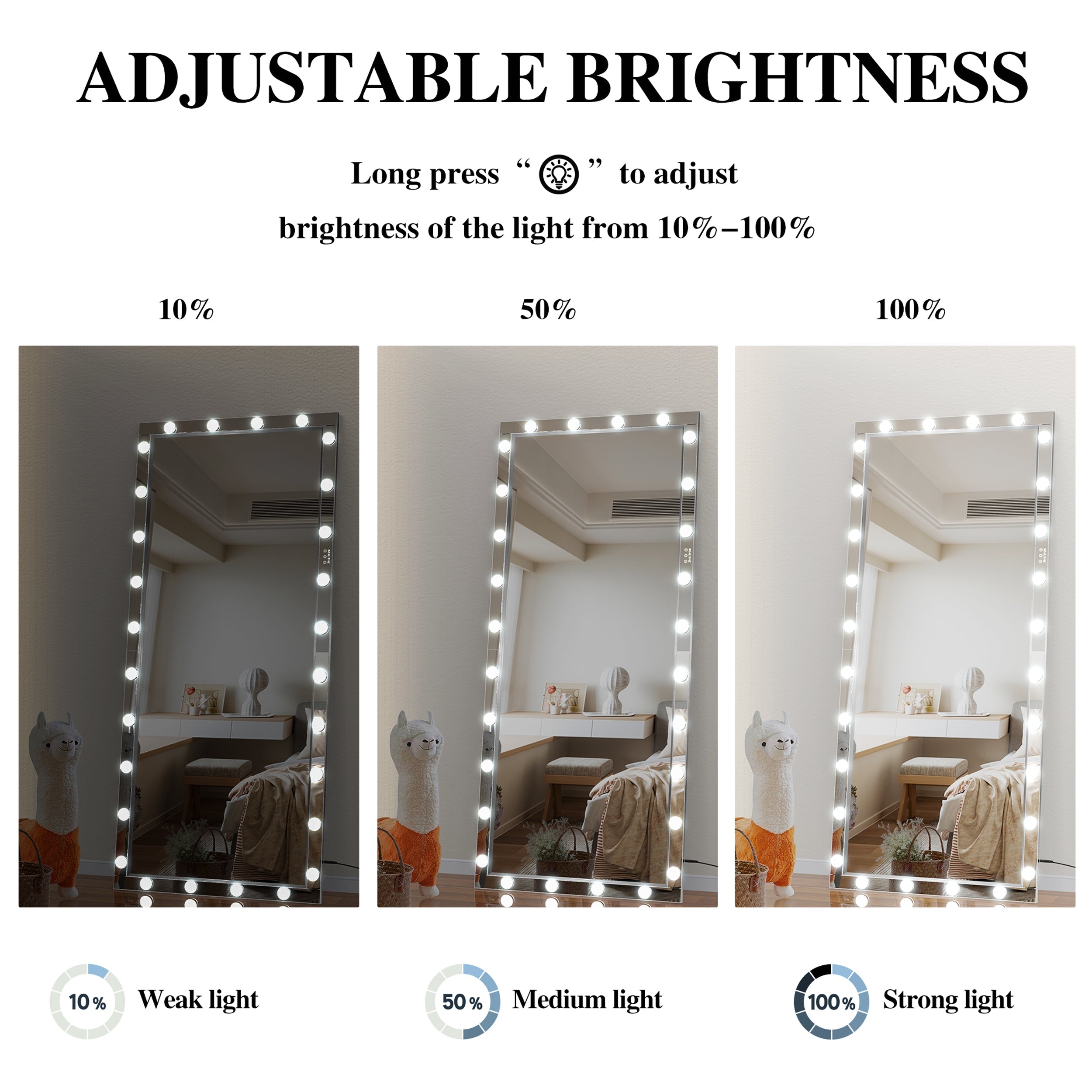 Hollywood Mirror w/ Lights, 72x36" - [Your Brand]-American Furniture Outlet