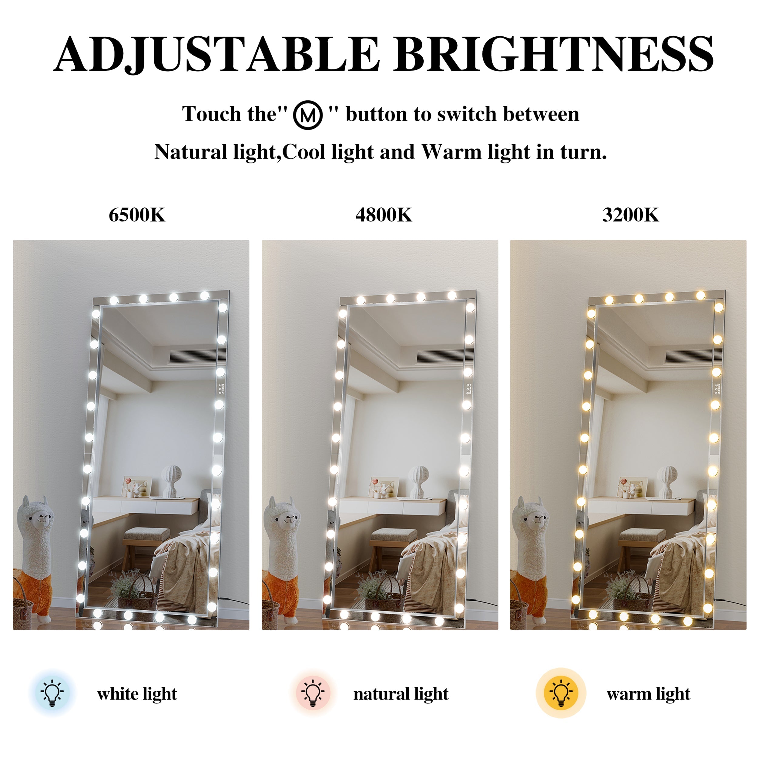 Hollywood Mirror w/ Lights, 72x36" - [Your Brand]-American Furniture Outlet