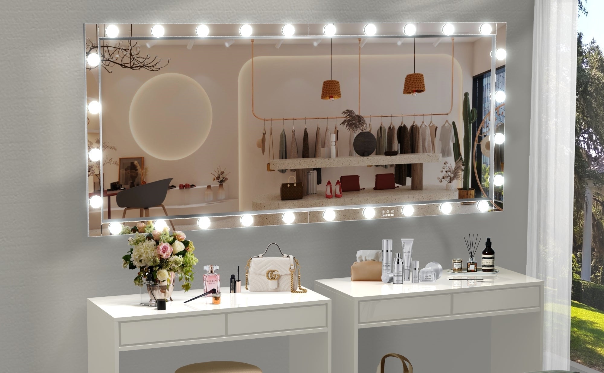 Hollywood Mirror w/ Lights, 72x36" - [Your Brand]-American Furniture Outlet