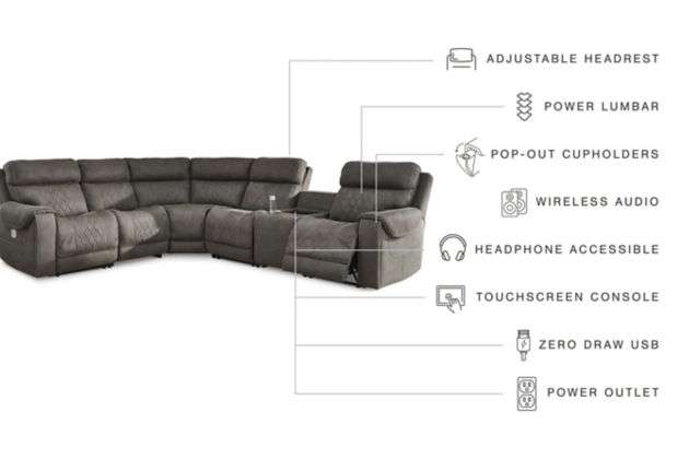 Hoopster Gunmetal Gray Zero Wall Power Recliner Sectional-Signature Design by Ashley®-American Furniture Outlet