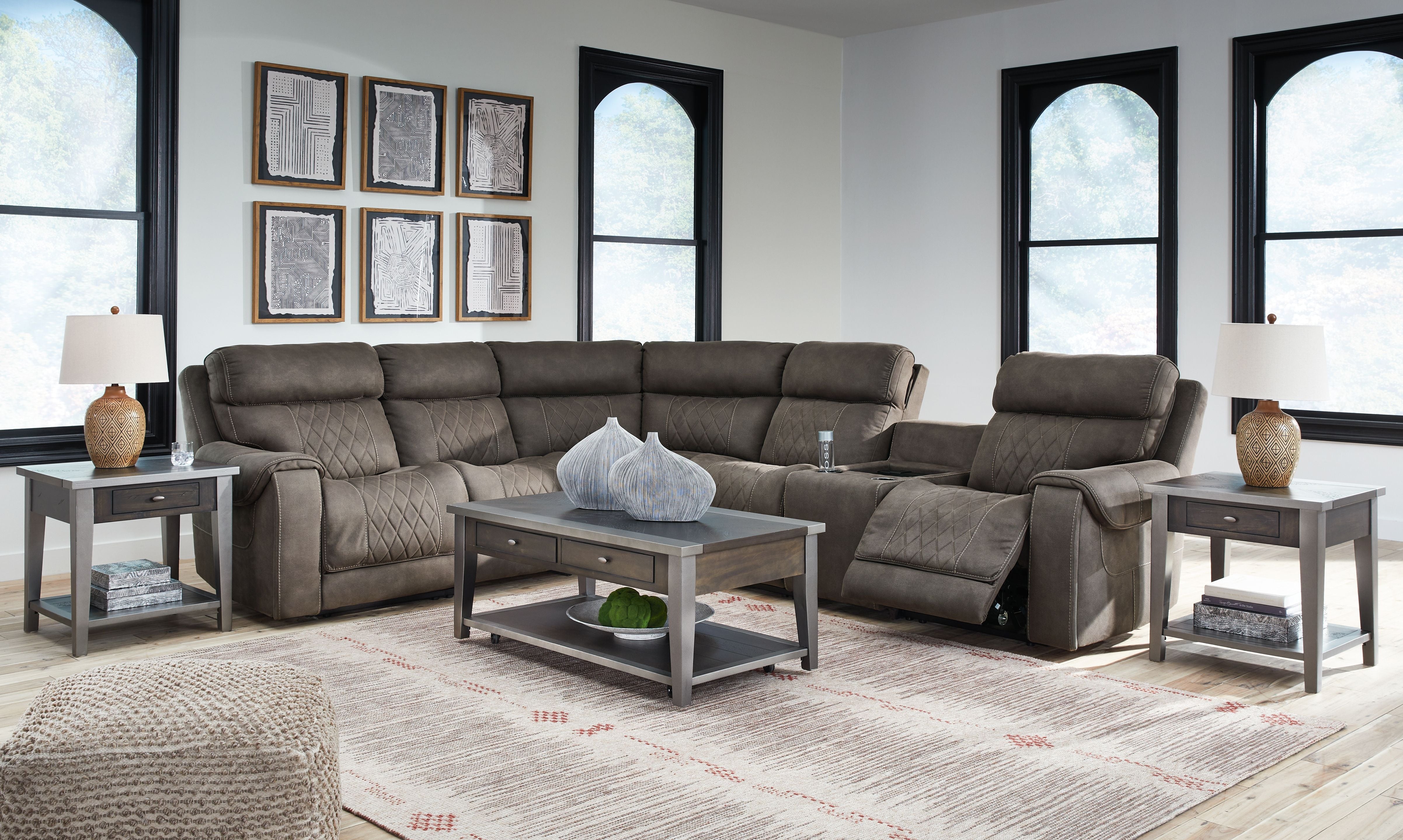 Hoopster Gunmetal Gray Zero Wall Power Recliner Sectional-Signature Design by Ashley®-American Furniture Outlet