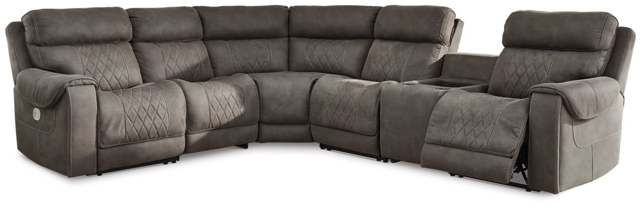 Hoopster Gunmetal Gray Zero Wall Power Recliner Sectional-Signature Design by Ashley®-American Furniture Outlet