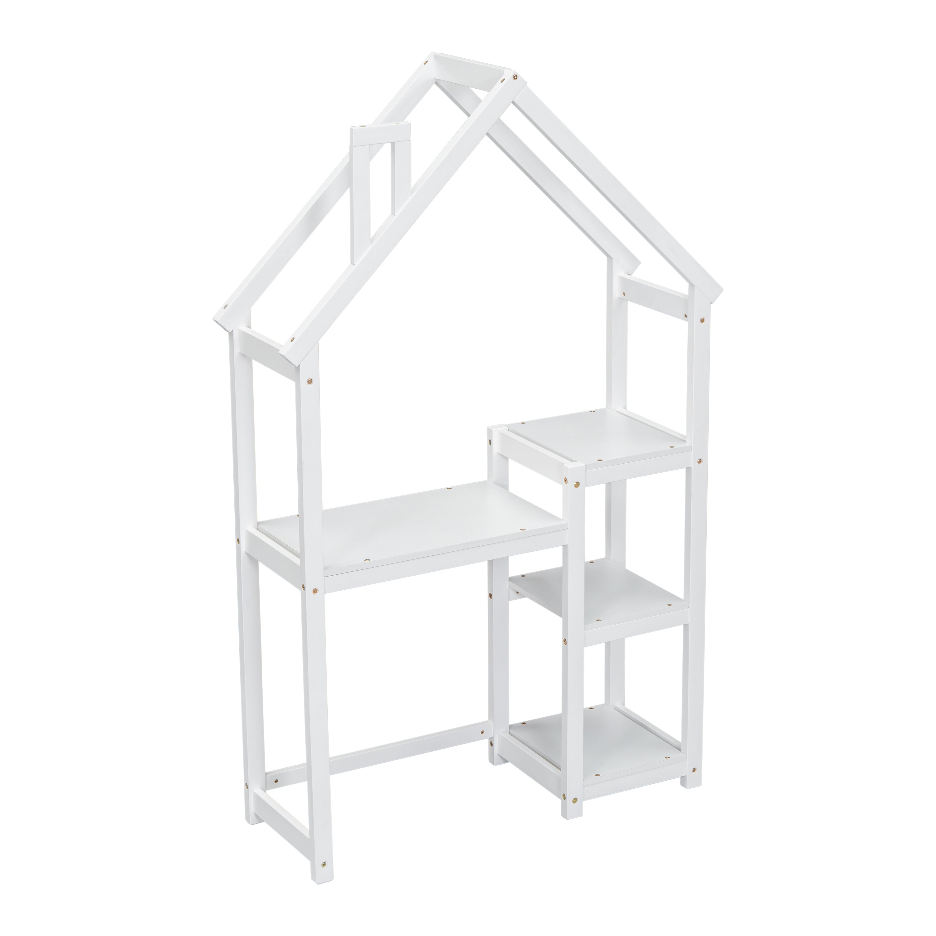 House-shaped Wooden writing Desk,Kids study Table,Bookshelf & Toy Storage,White-American Furniture Outlet