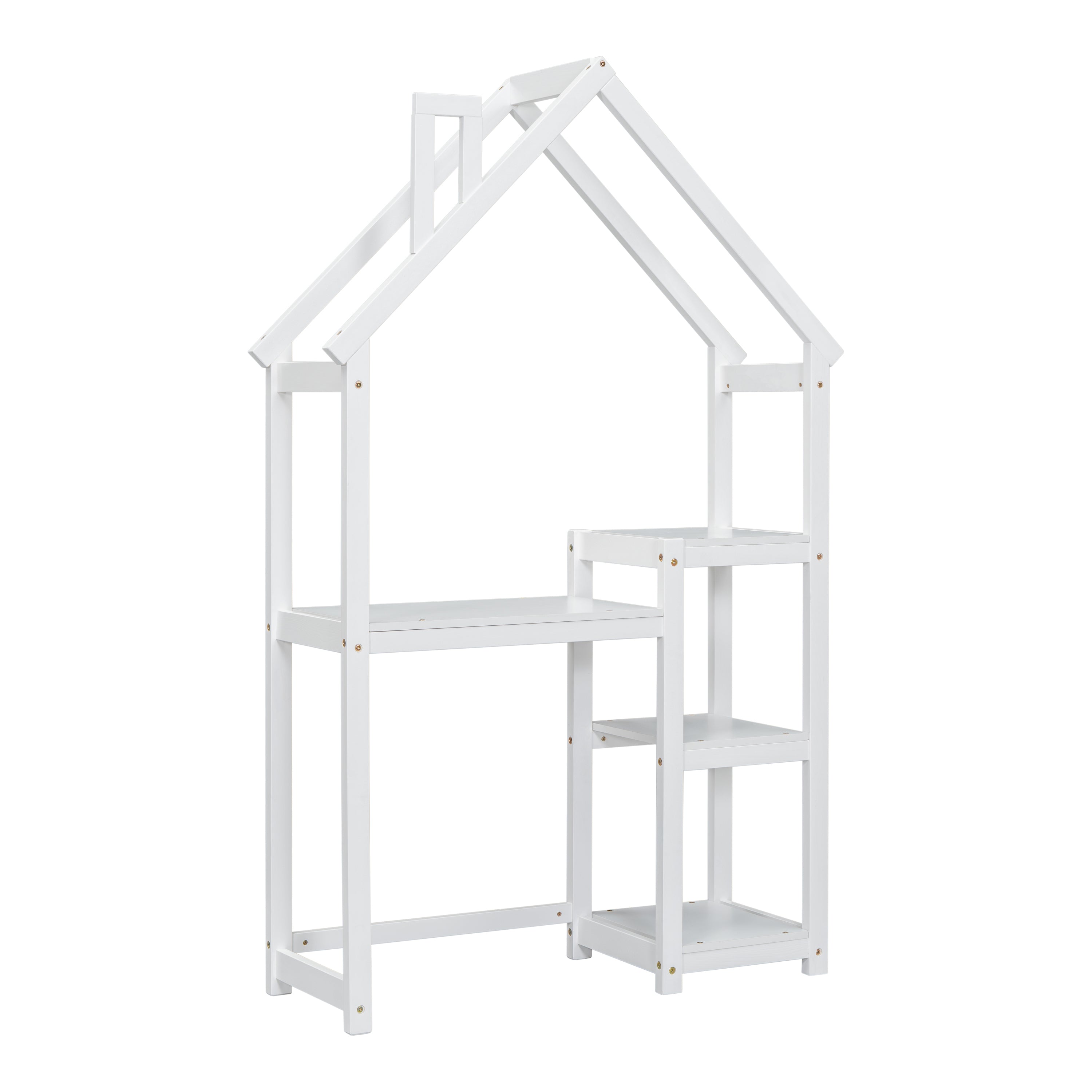 House-shaped Wooden writing Desk,Kids study Table,Bookshelf & Toy Storage,White-American Furniture Outlet