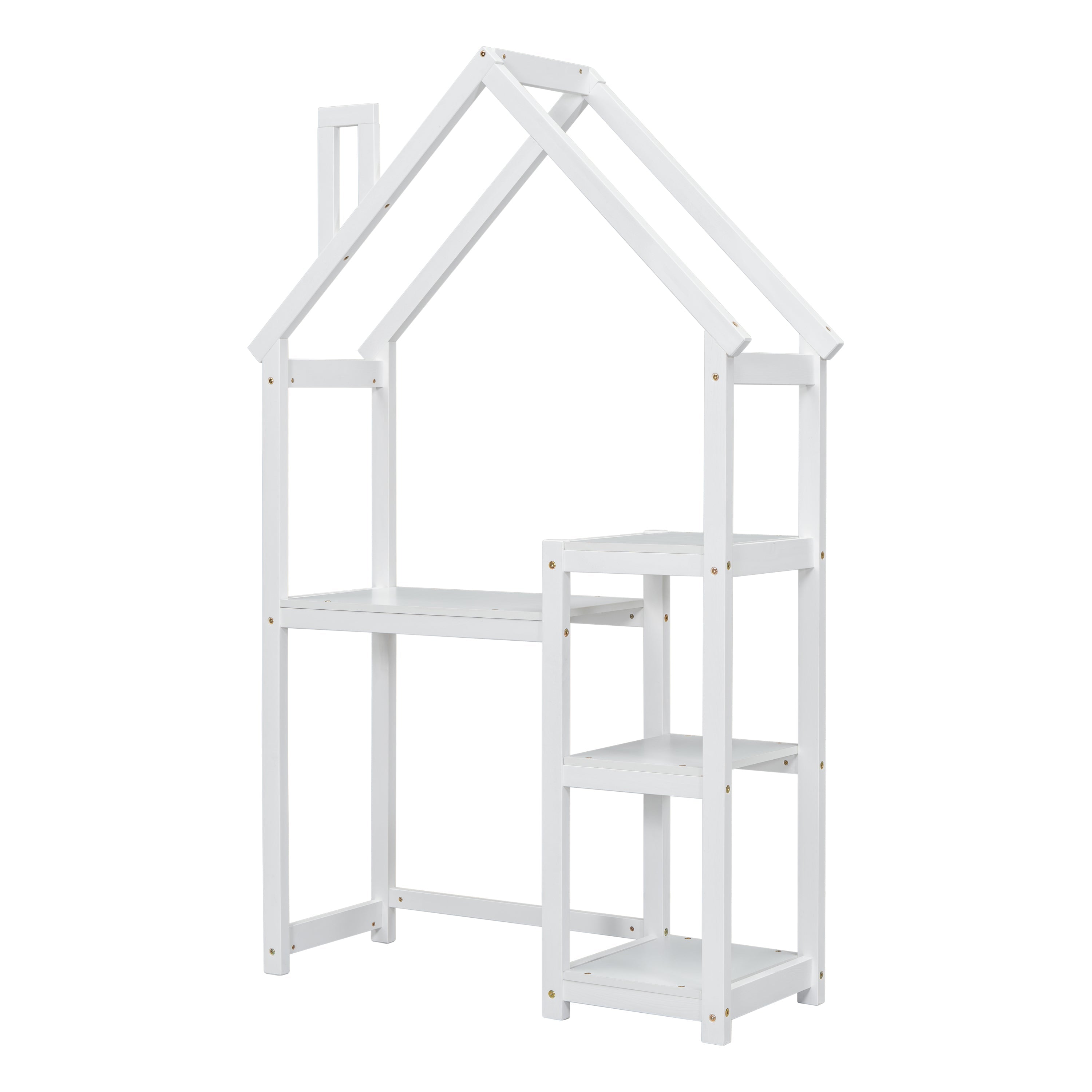 House-shaped Wooden writing Desk,Kids study Table,Bookshelf & Toy Storage,White-American Furniture Outlet