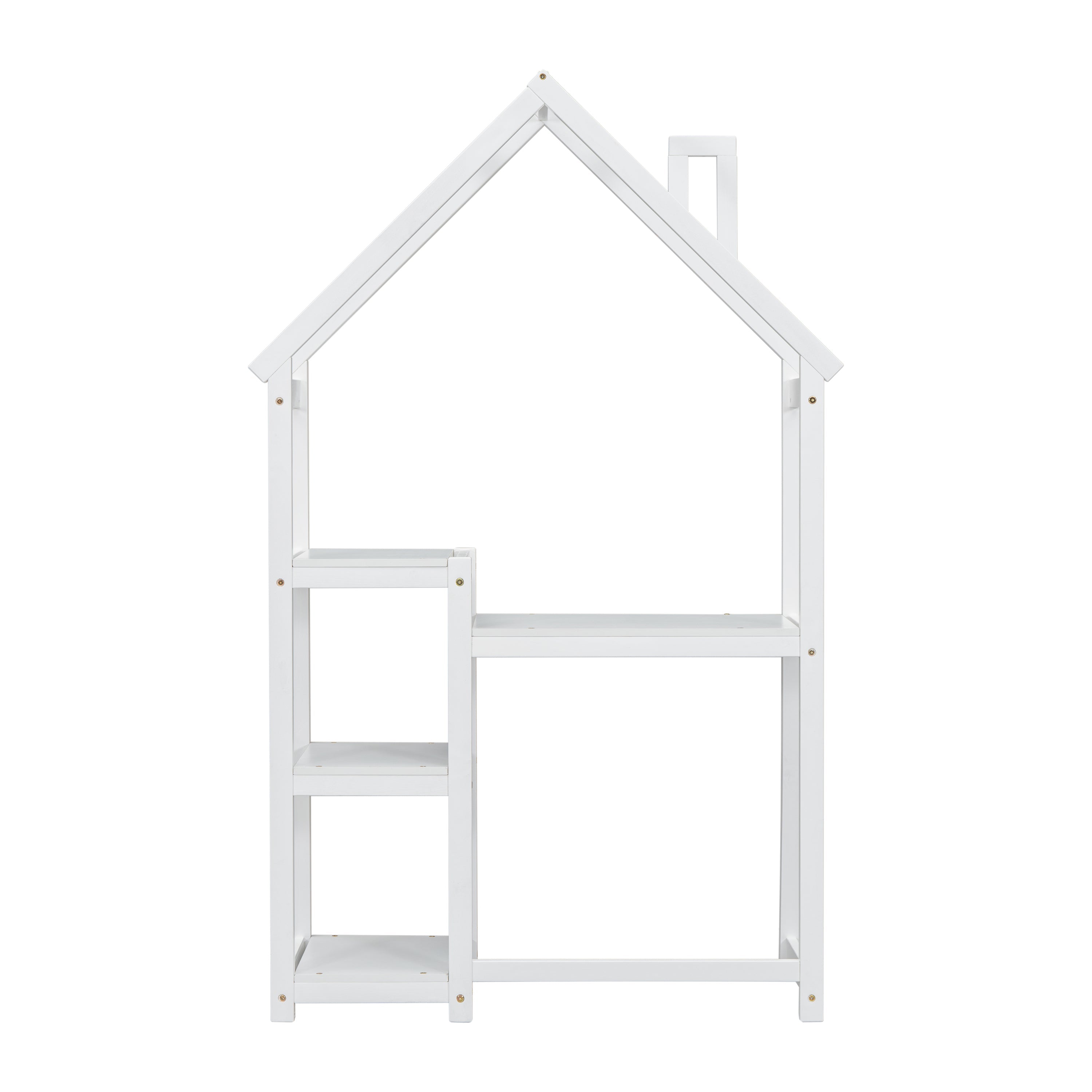 House-shaped Wooden writing Desk,Kids study Table,Bookshelf & Toy Storage,White-American Furniture Outlet