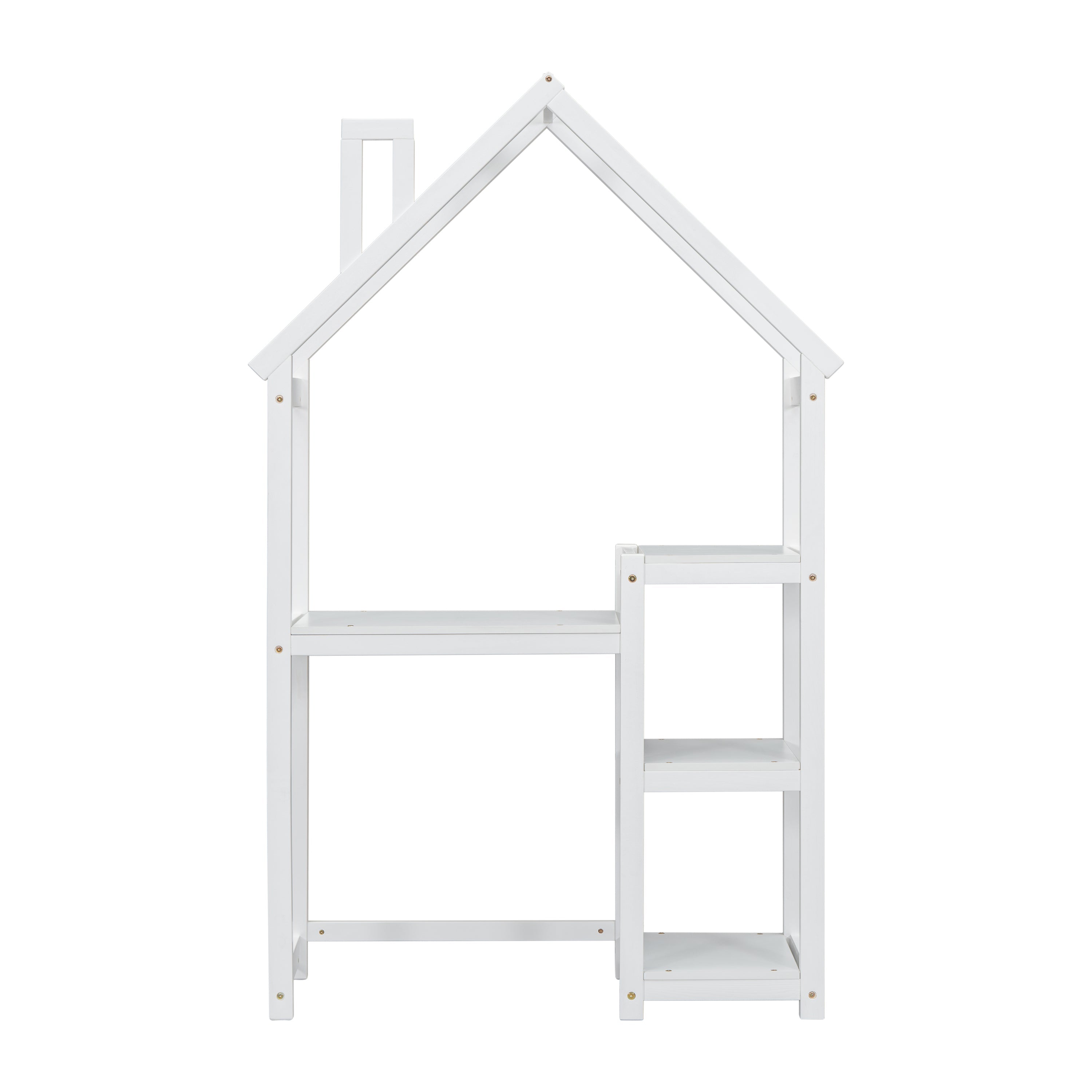 House-shaped Wooden writing Desk,Kids study Table,Bookshelf & Toy Storage,White-American Furniture Outlet