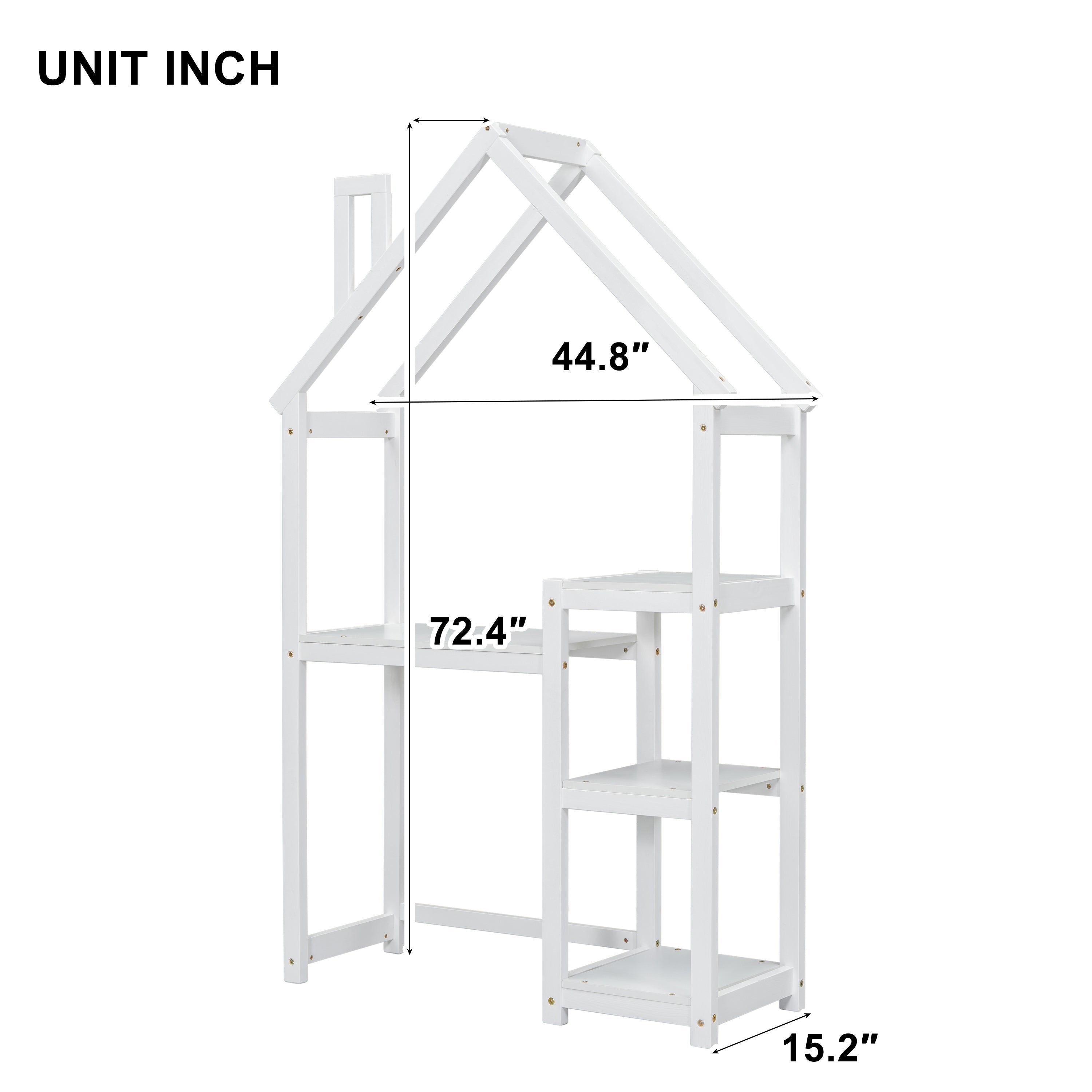 House-shaped Wooden writing Desk,Kids study Table,Bookshelf & Toy Storage,White-American Furniture Outlet