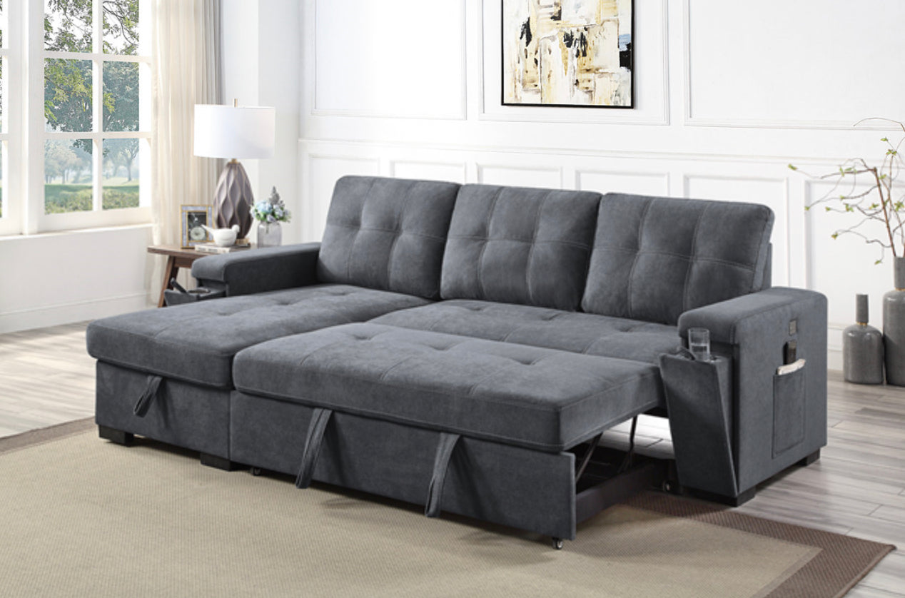 Sleeper sectional sofa w/ storage