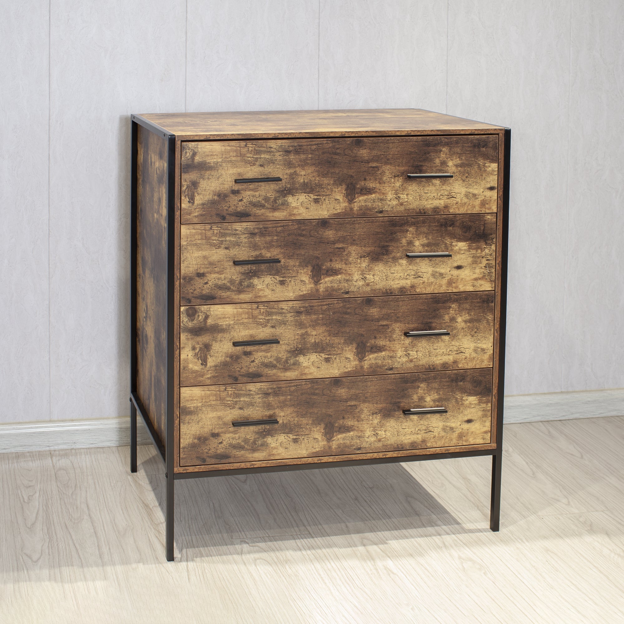 Industrial Dresser 4 Drawer Rustic Brown-American Furniture Outlet