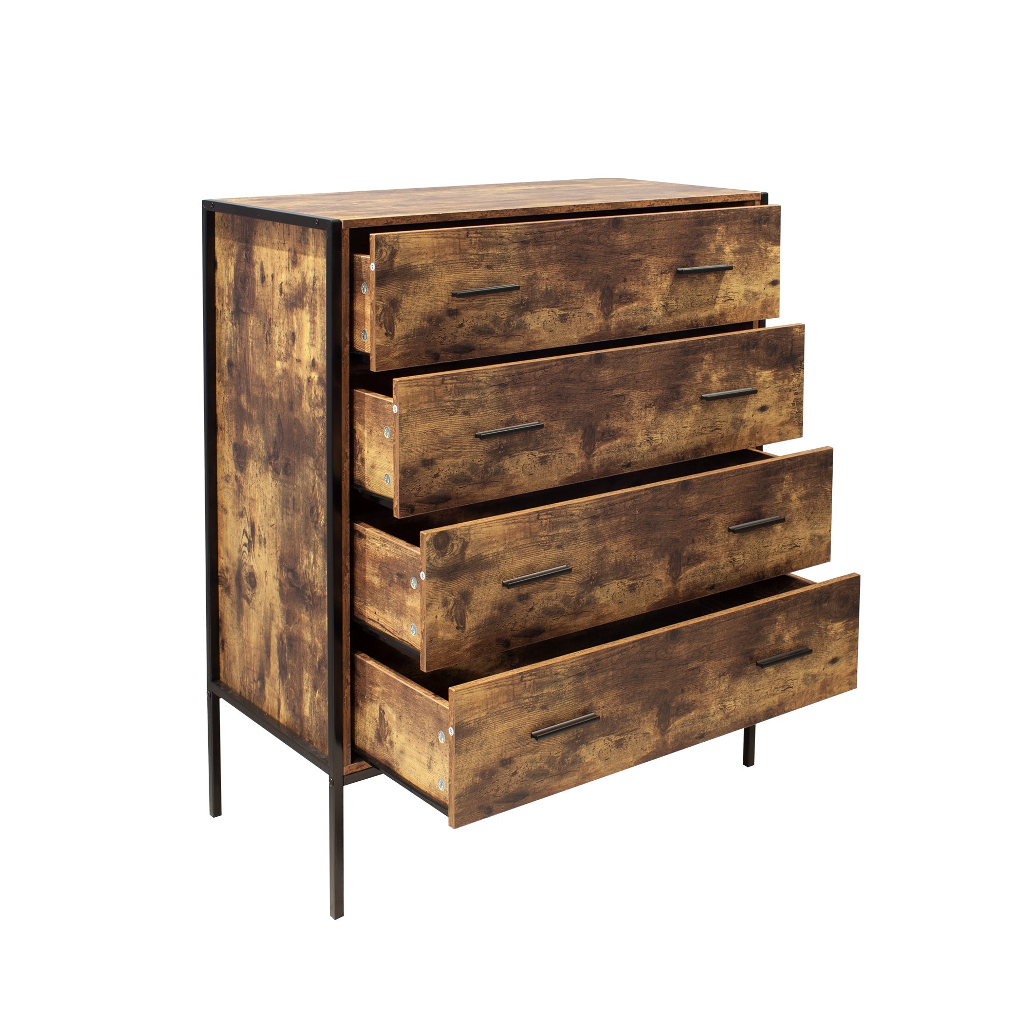 Industrial Dresser 4 Drawer Rustic Brown-American Furniture Outlet