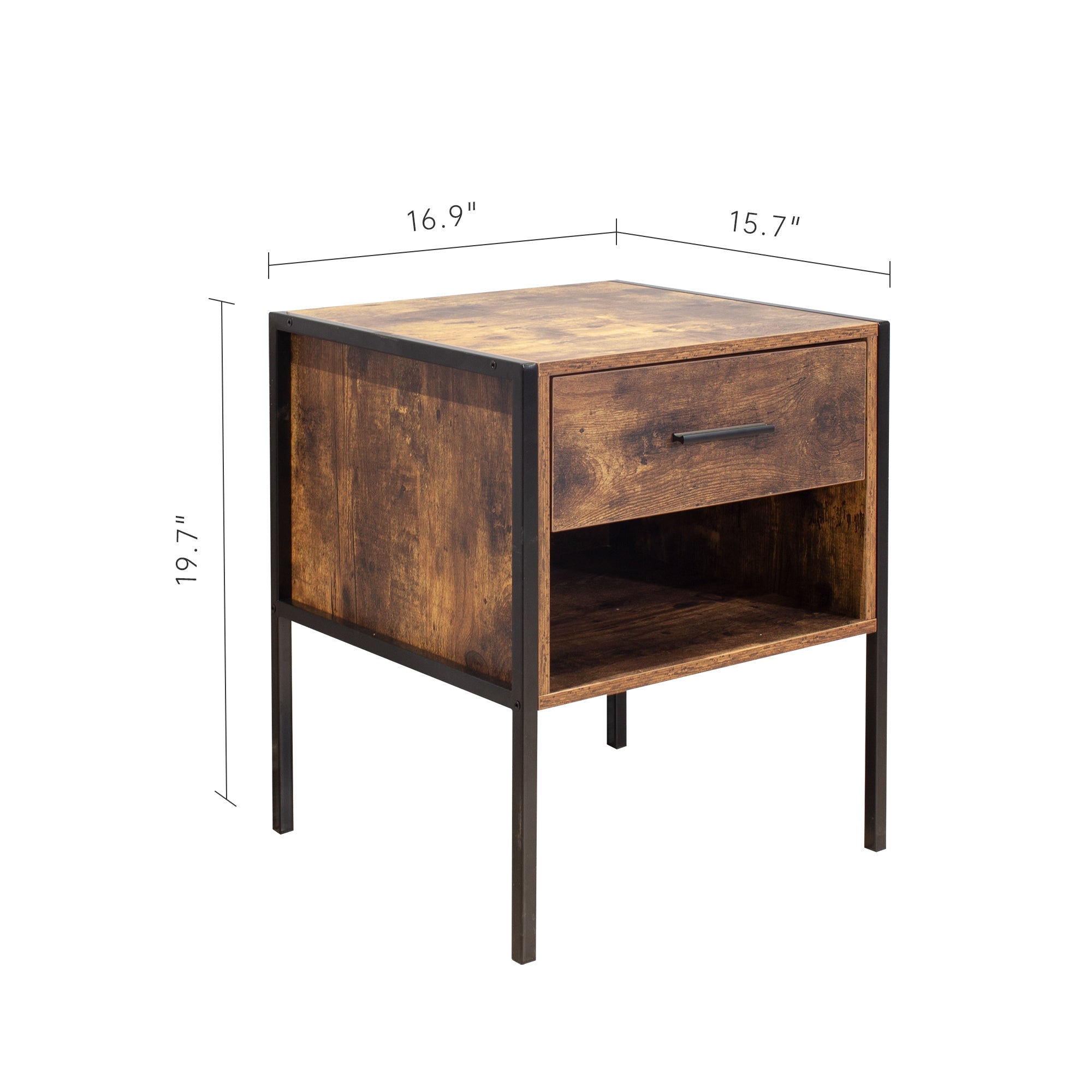 Industrial Nightstand Set of 2 | Rustic Bedside Table-American Furniture Outlet