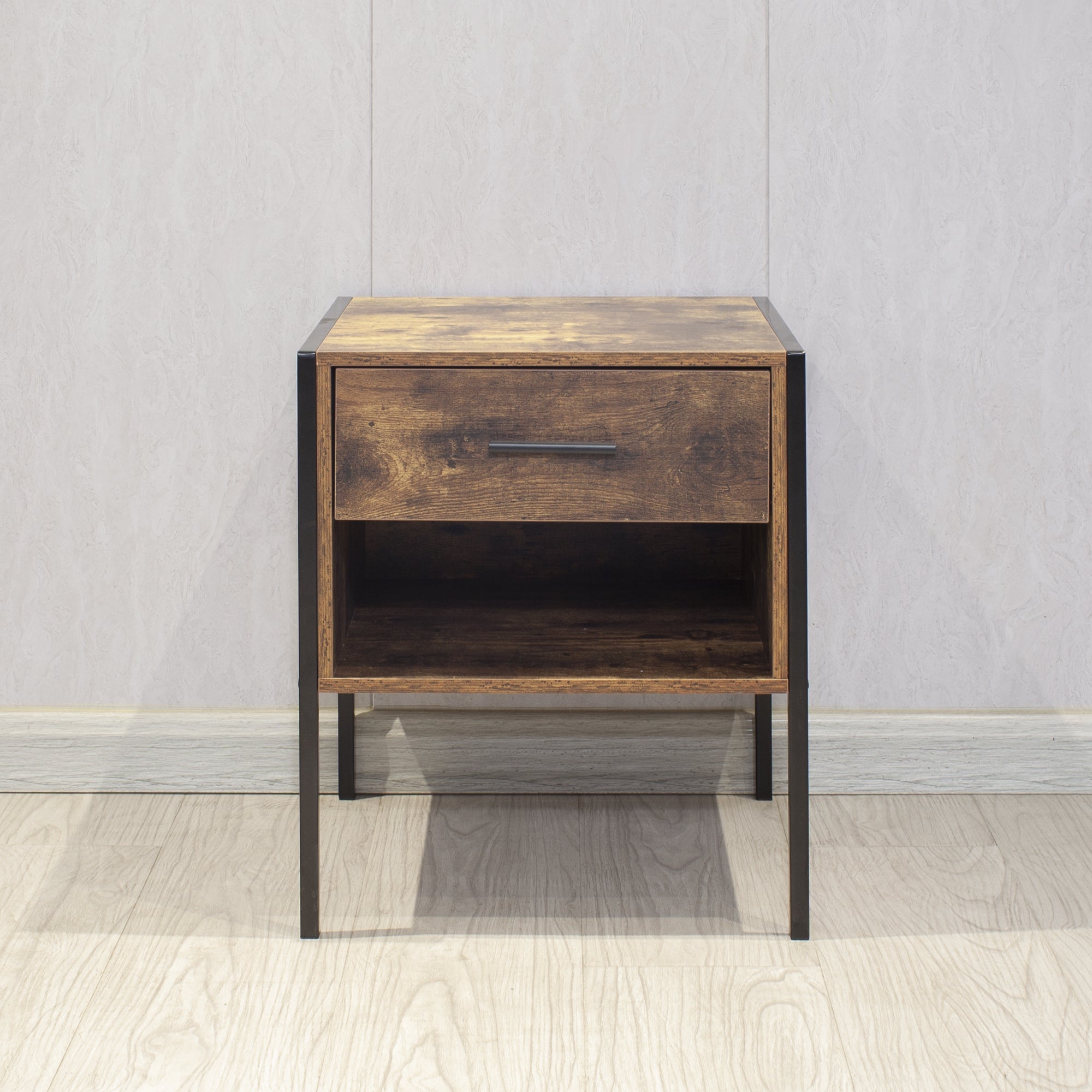 Industrial Nightstand Set of 2 | Rustic Bedside Table-American Furniture Outlet