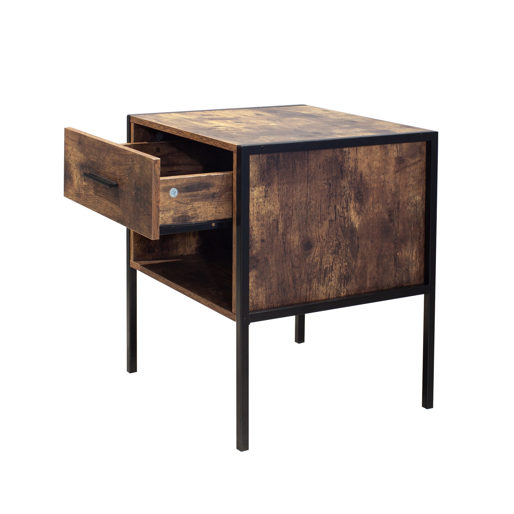 Industrial Nightstand Set of 2 | Rustic Bedside Table-American Furniture Outlet