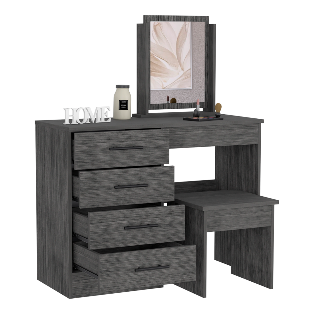 Kaia Makeup Vanity Set - Smokey Oak-American Furniture Outlet