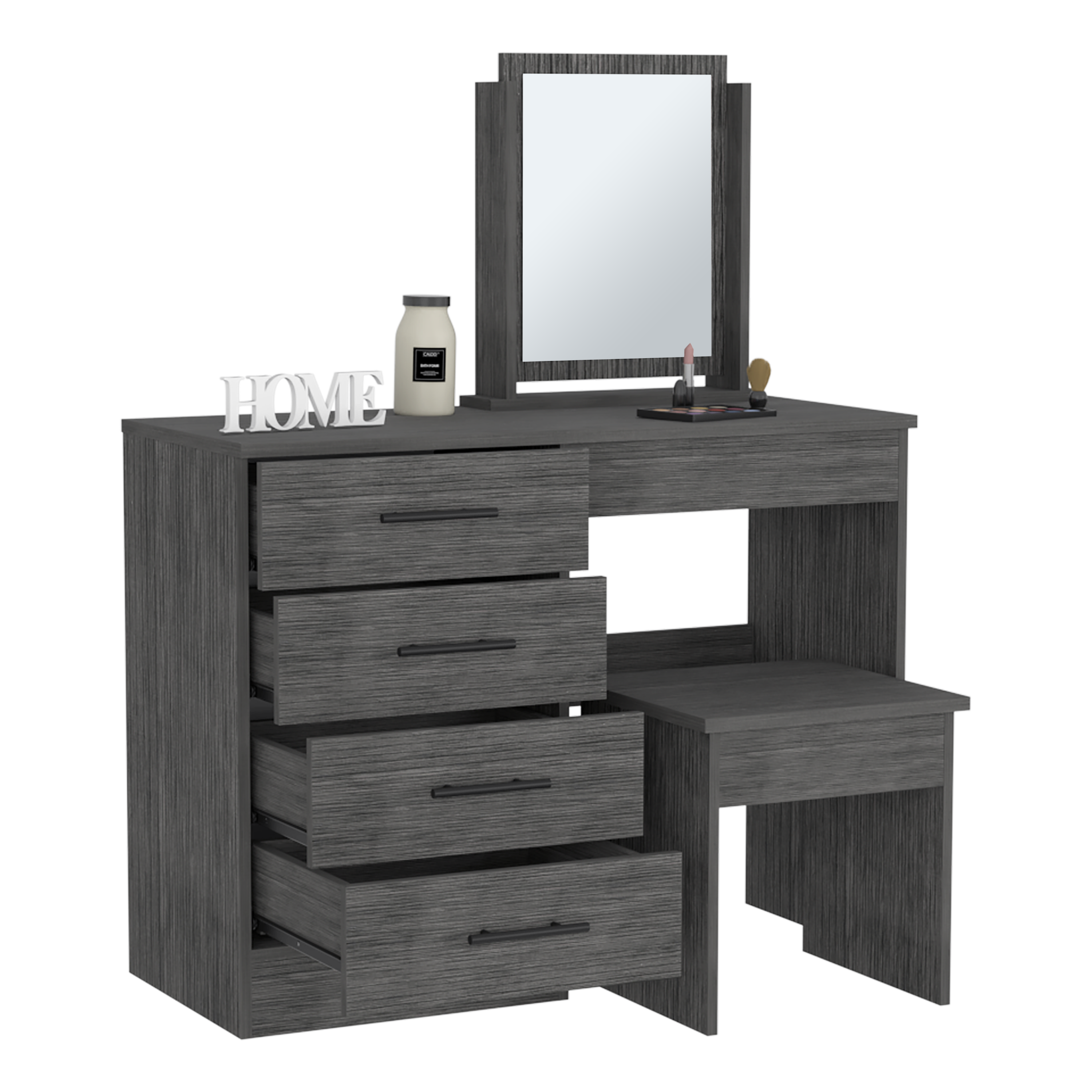 Kaia Makeup Vanity Set - Smokey Oak-American Furniture Outlet