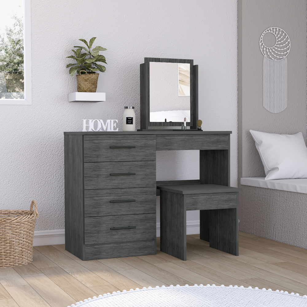 Kaia Makeup Vanity Set - Smokey Oak-American Furniture Outlet