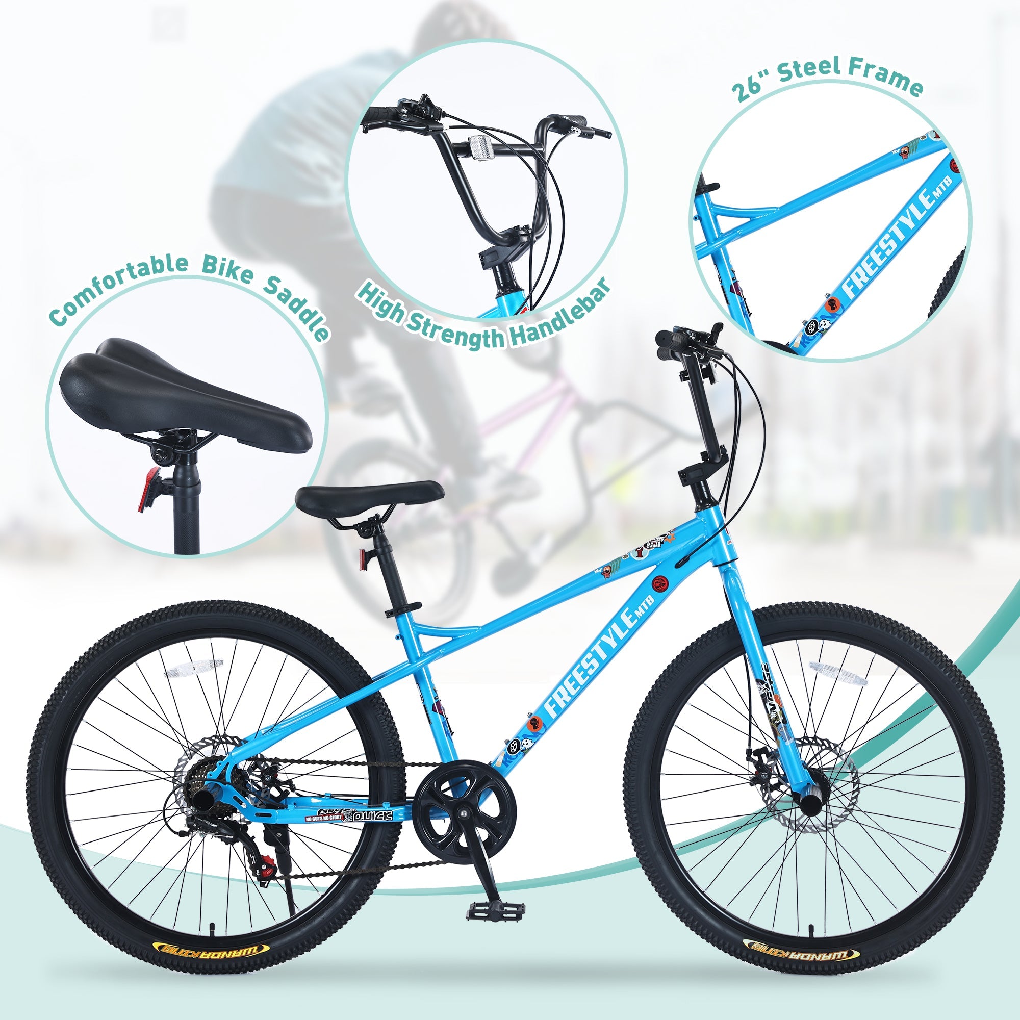 Kids Bike 26 Inch Double Disc Brakes - Freestyle & BMX-American Furniture Outlet