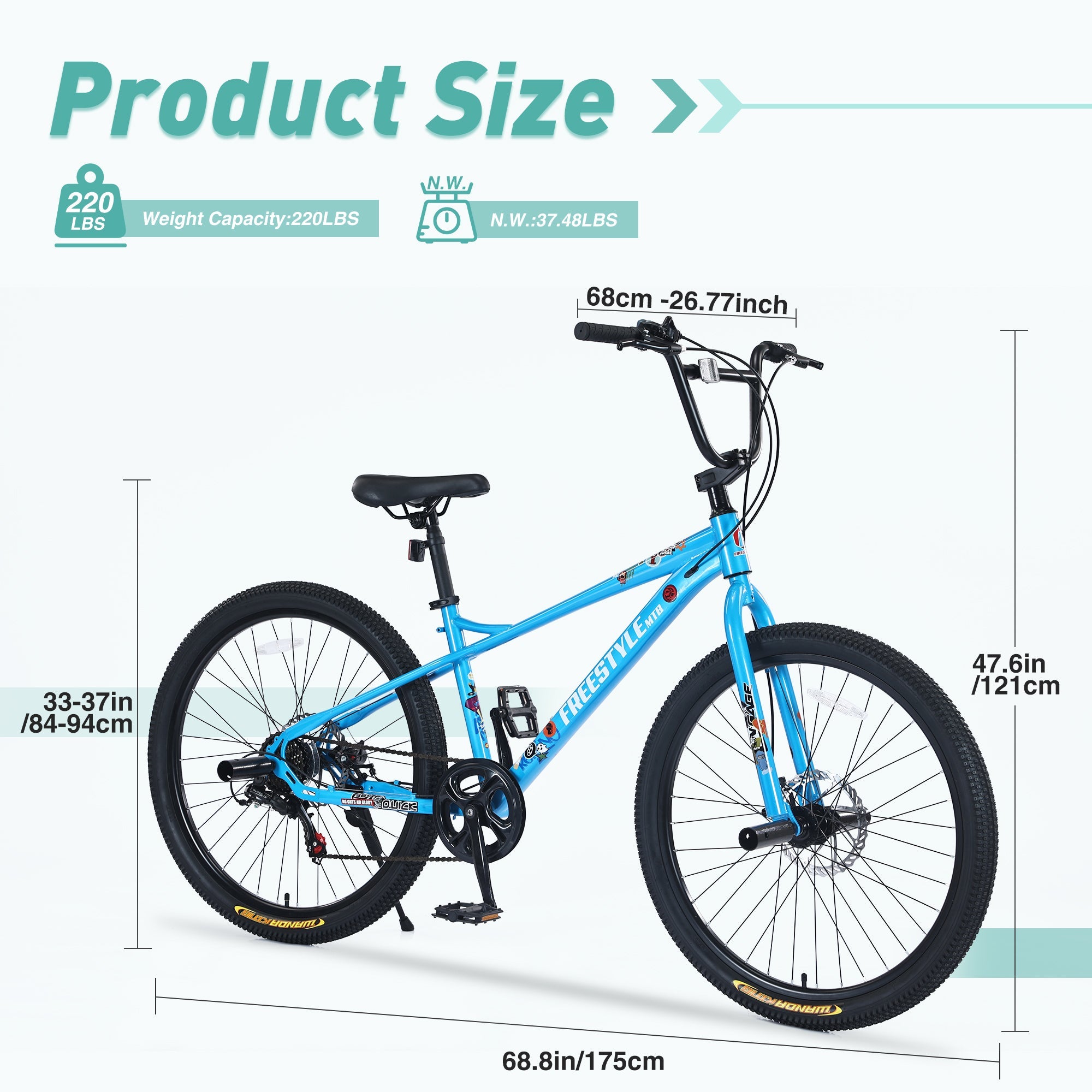 Kids Bike 26 Inch Double Disc Brakes - Freestyle & BMX-American Furniture Outlet