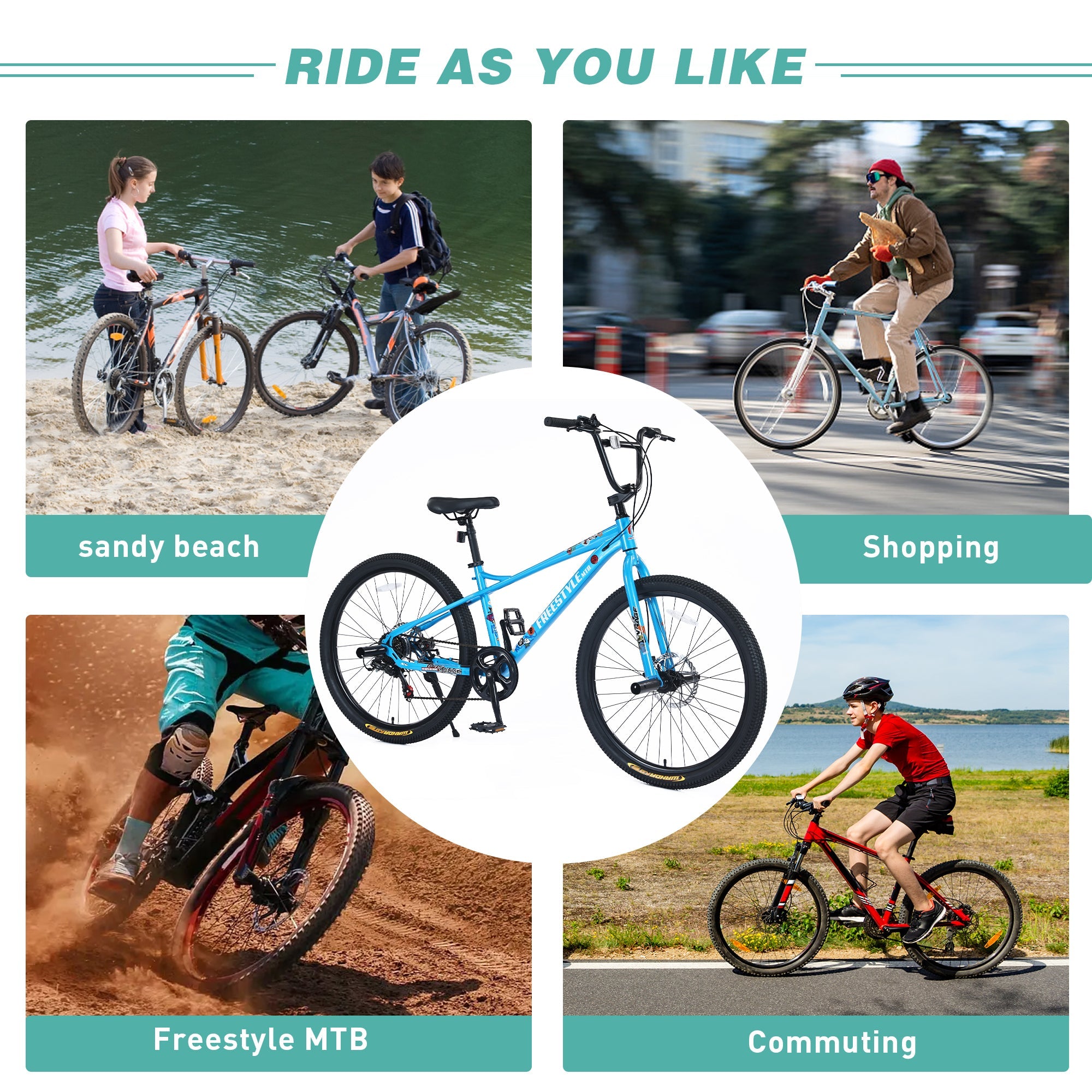 Kids Bike 26 Inch Double Disc Brakes - Freestyle & BMX-American Furniture Outlet