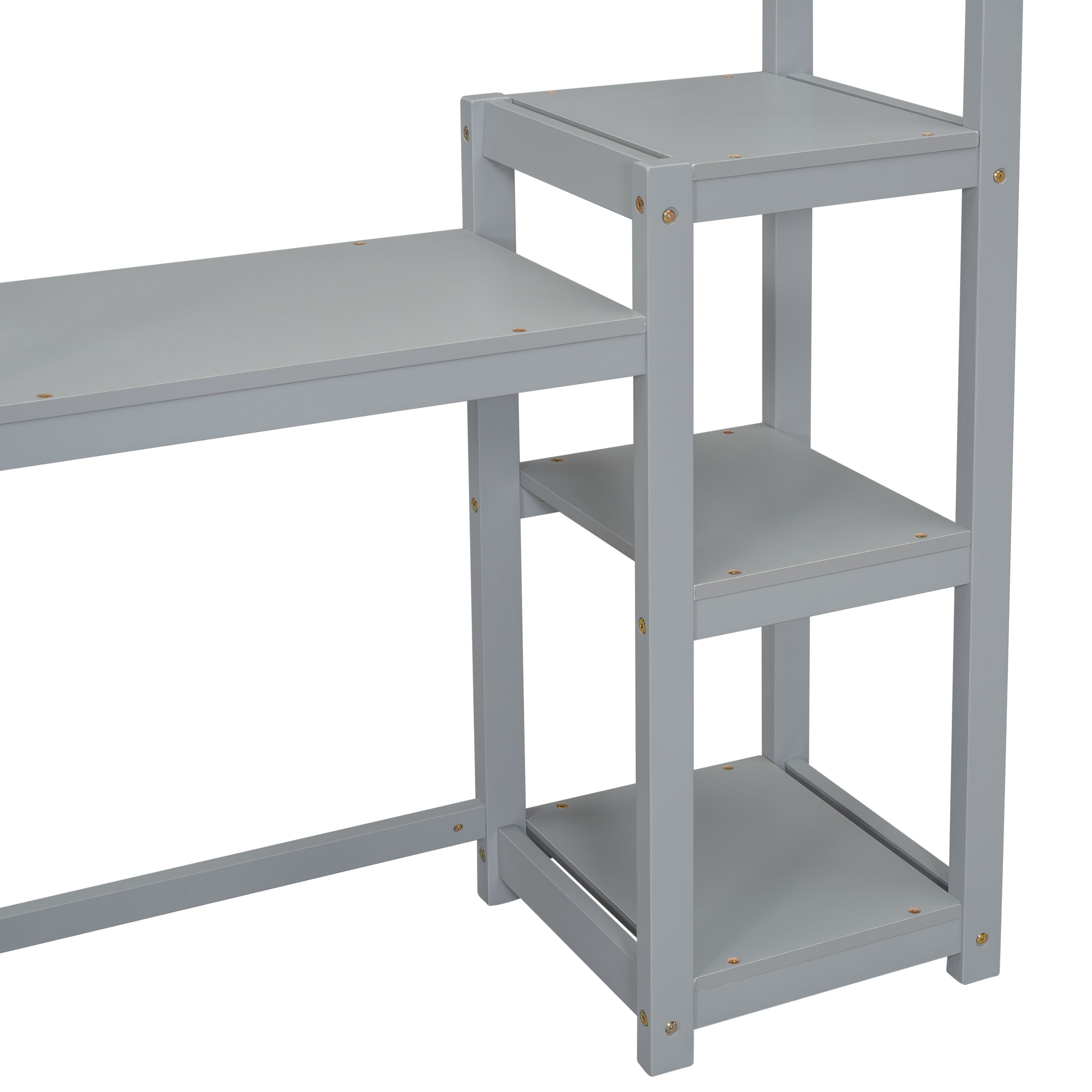 Kids House Desk: Study Table, Bookshelf, Toy Storage, Grey-American Furniture Outlet