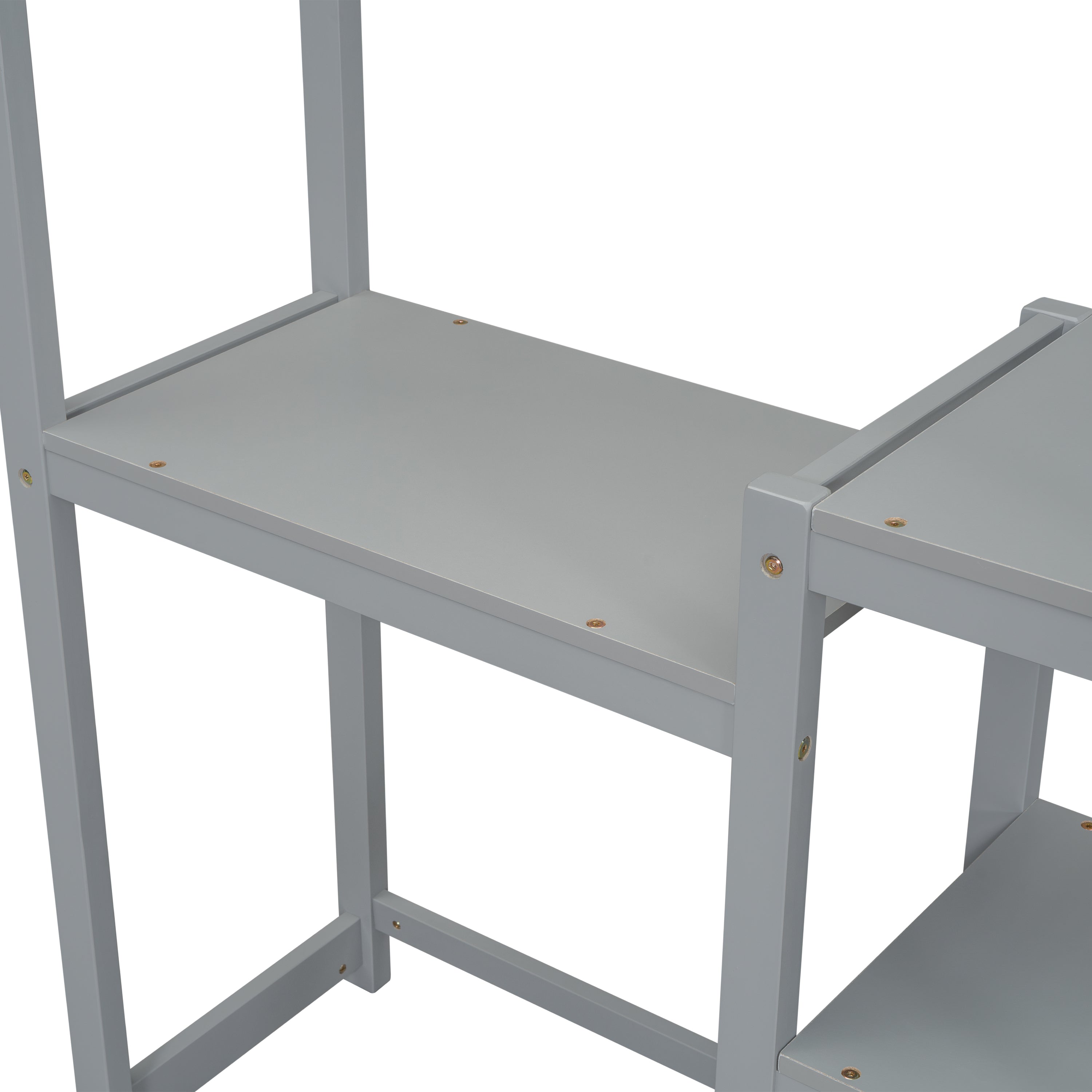 Kids House Desk: Study Table, Bookshelf, Toy Storage, Grey-American Furniture Outlet