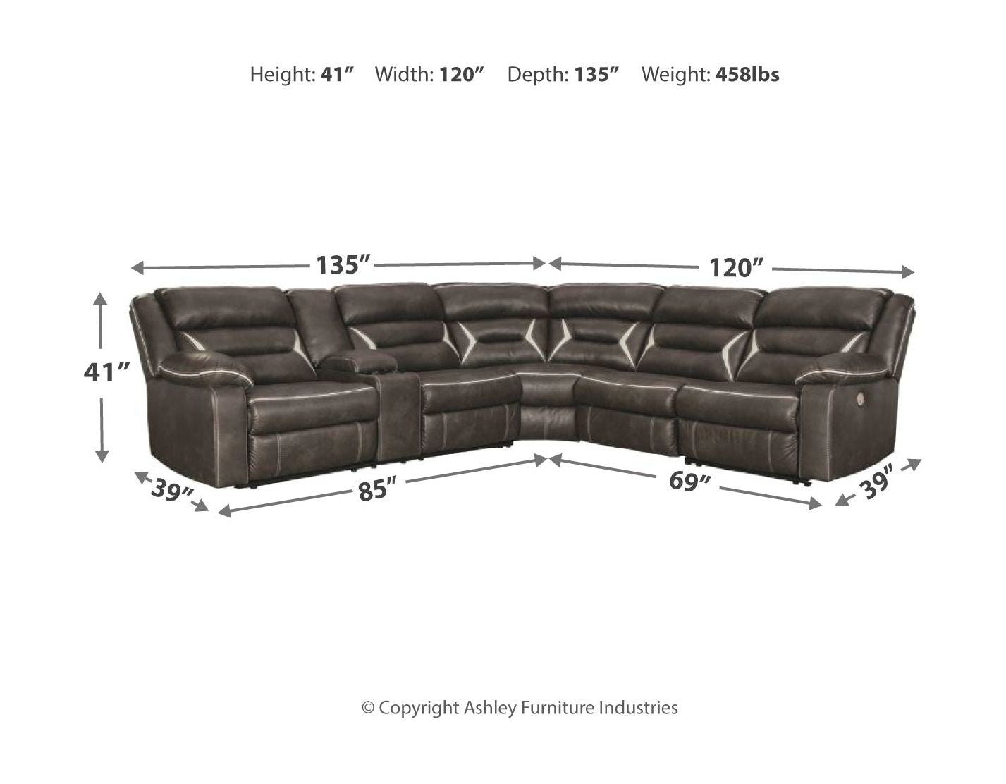 Kincord Black Power Reclining Sectional-Signature Design by Ashley®-American Furniture Outlet