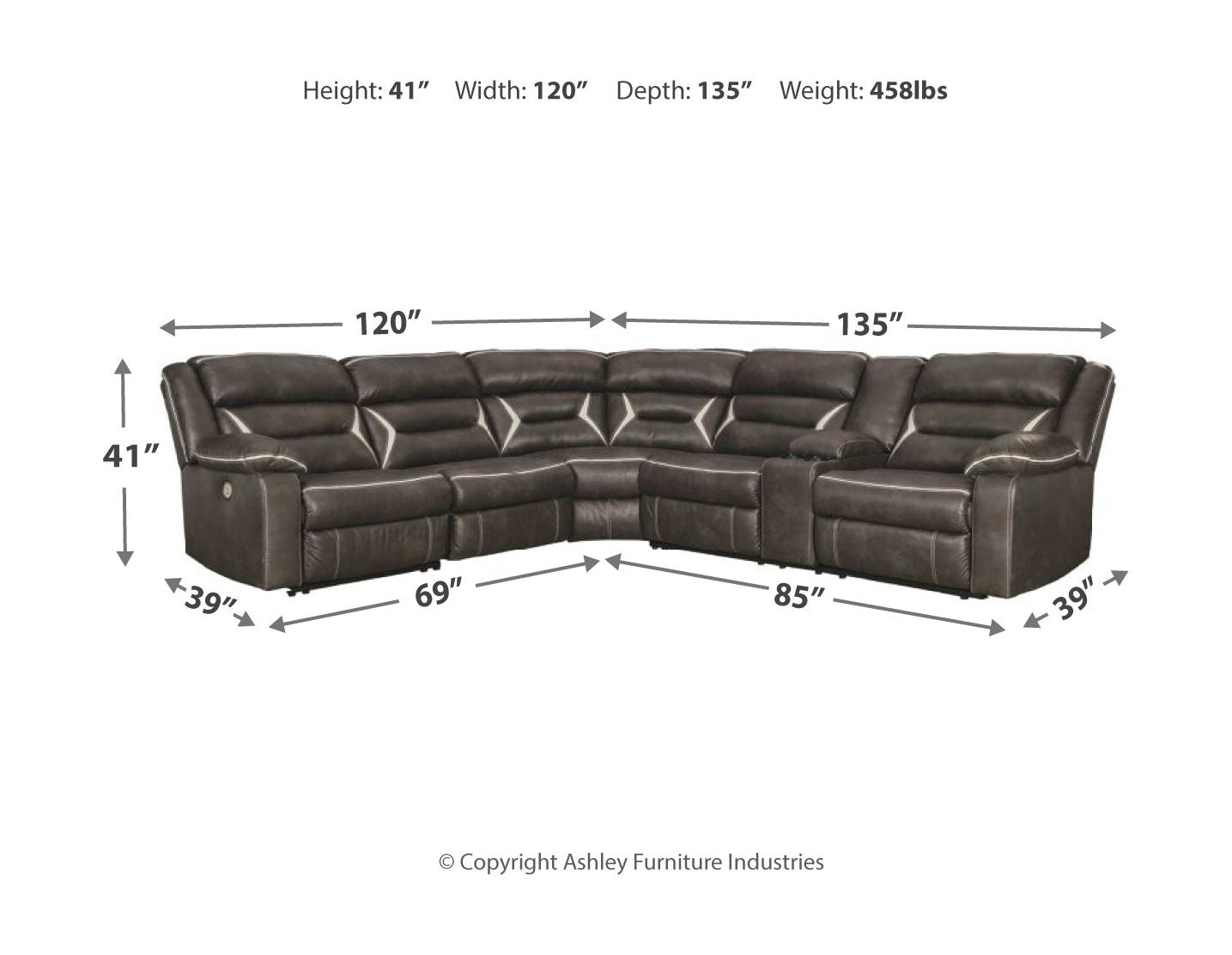 Kincord Black Power Reclining Sectional-Signature Design by Ashley®-American Furniture Outlet