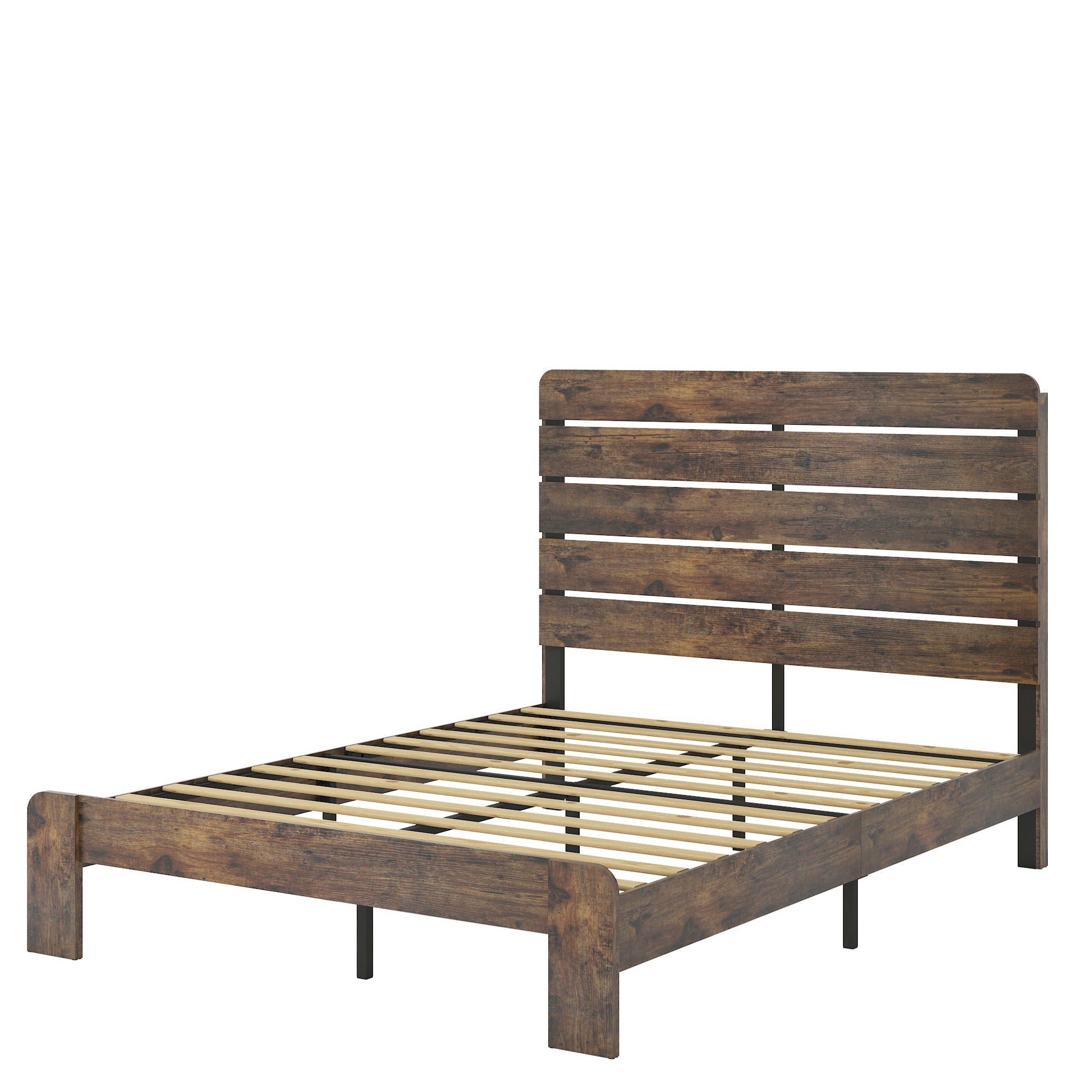 King Size Platform Bed Frame, Wood, No Box Spring Needed-American Furniture Outlet