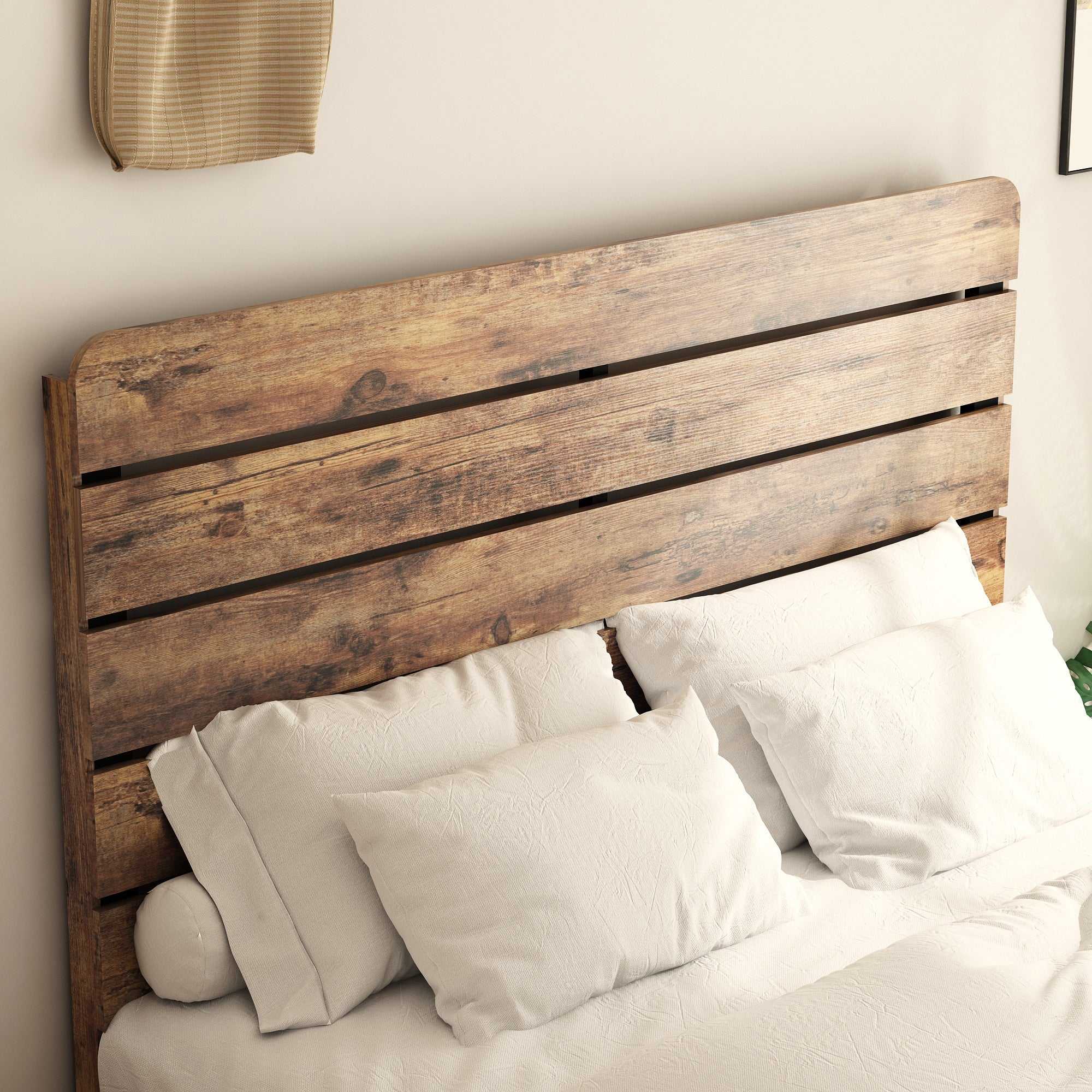 King Size Platform Bed Frame, Wood, No Box Spring Needed-American Furniture Outlet