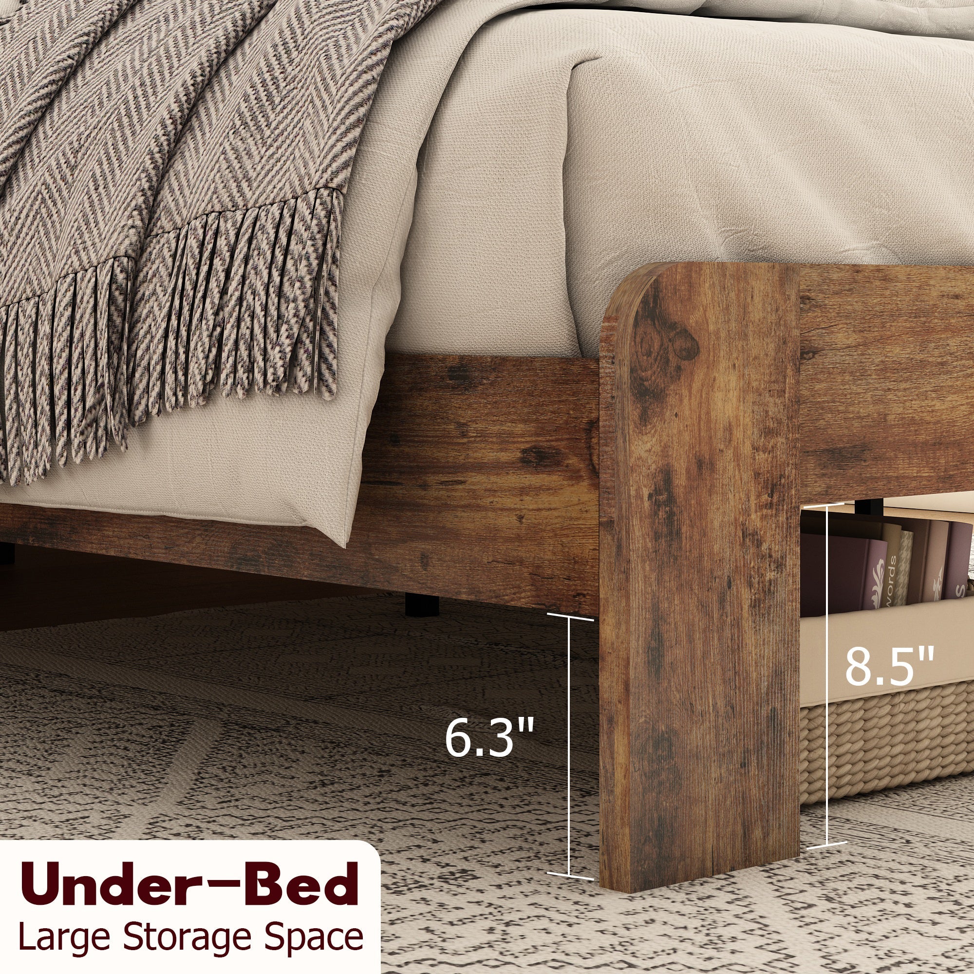 King Size Platform Bed Frame, Wood, No Box Spring Needed-American Furniture Outlet