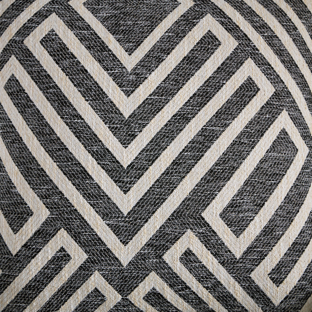 Chevron patterned accent pillow cover in dark and light tones, woven textured fabric
