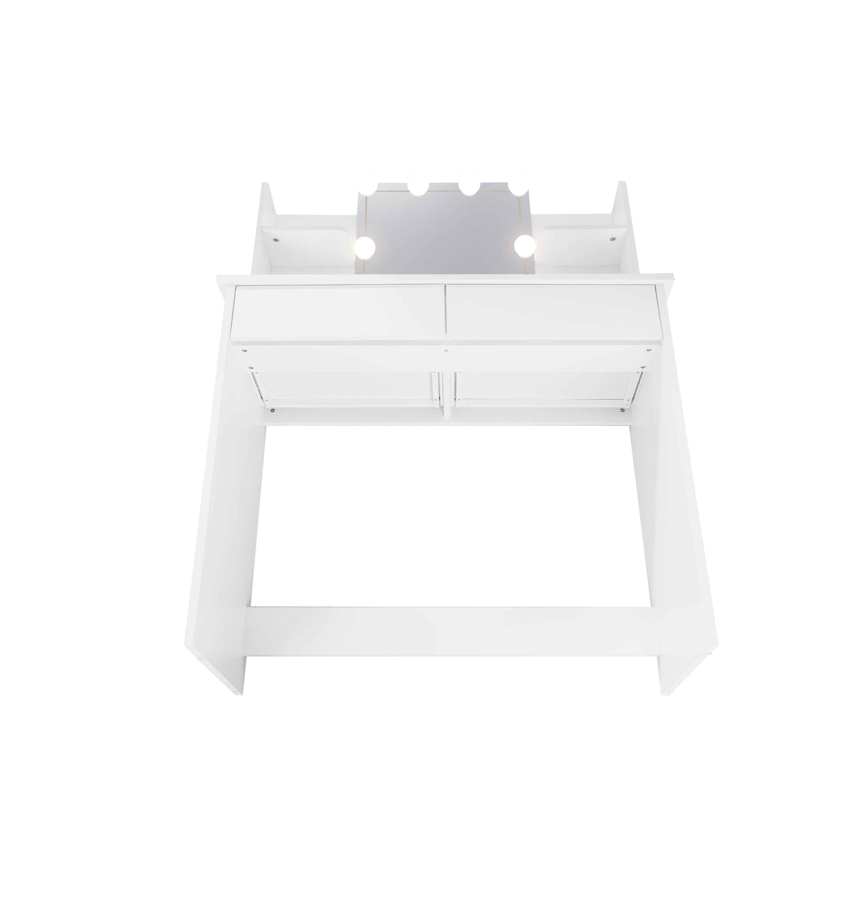 LED Vanity Desk w/ Mirror & Drawers - White-American Furniture Outlet