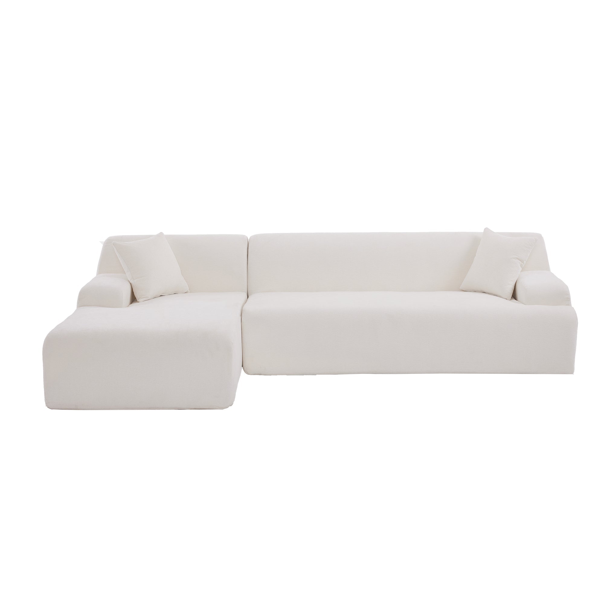 Large Beige Chenille L-Shaped Sectional | Modern and Comfortable-American Furniture Outlet -American Furniture Outlet