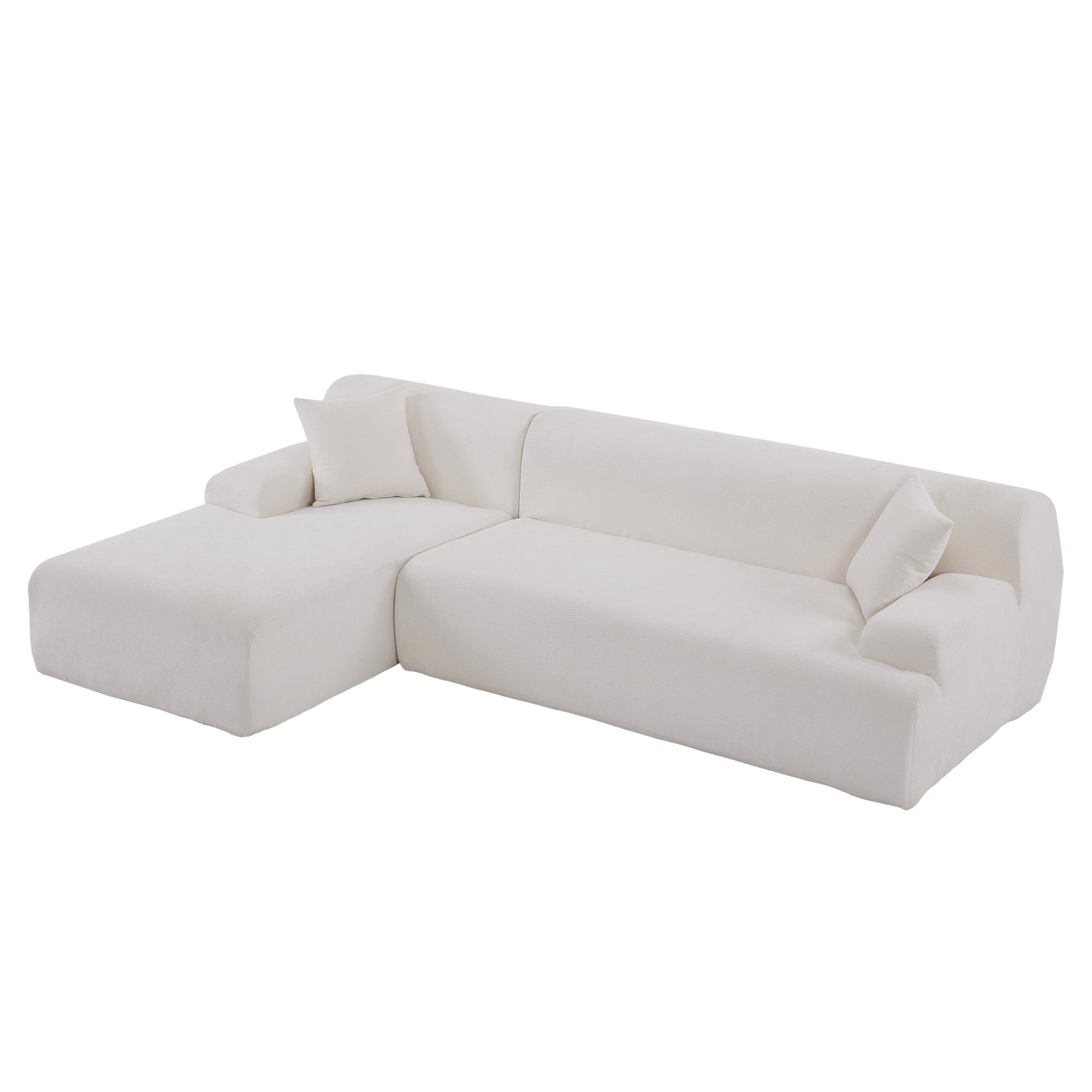 Large Beige Chenille L-Shaped Sectional | Modern and Comfortable-American Furniture Outlet -American Furniture Outlet