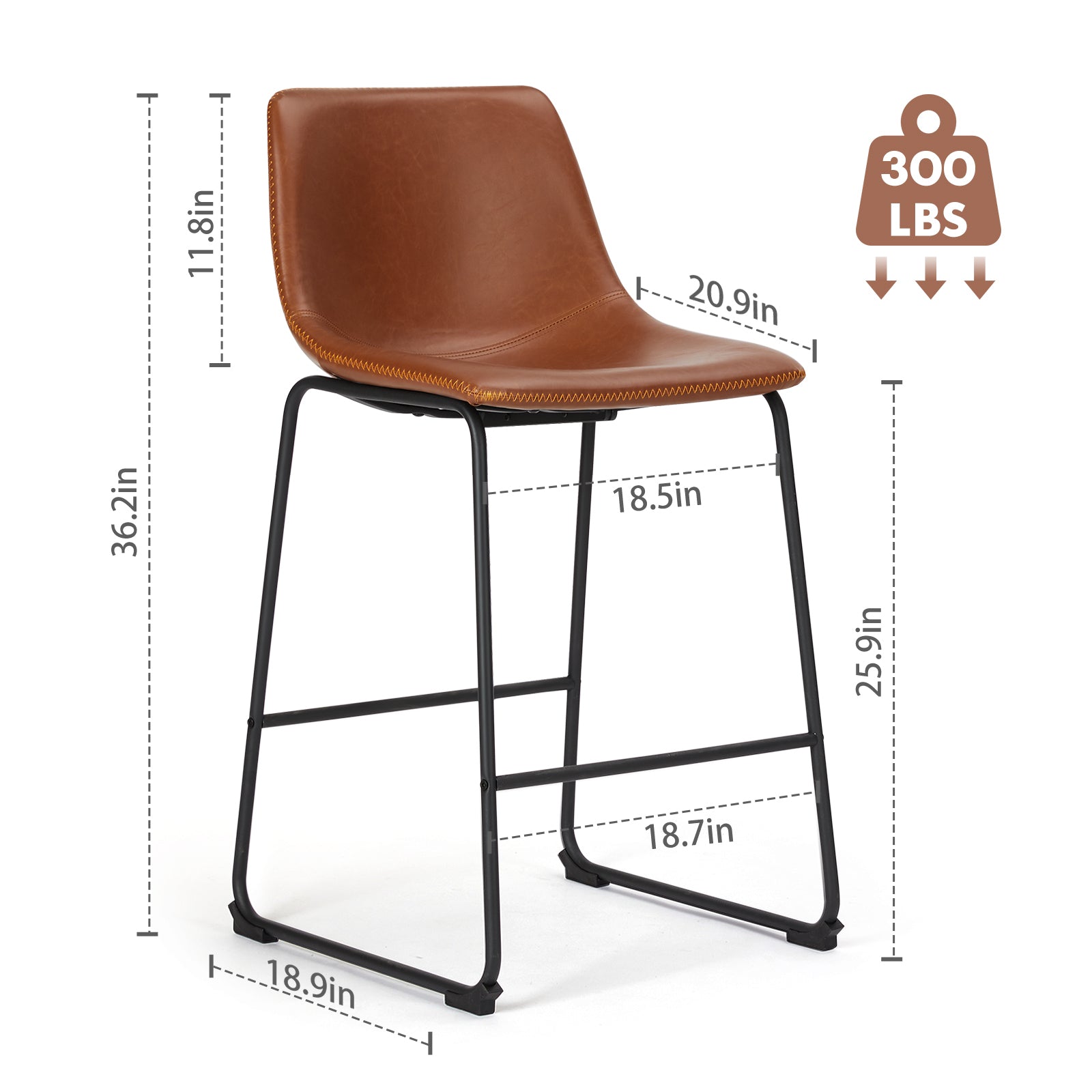 Leather 26" Counter Height Bar Stools (Set of 2)-American Furniture Outlet