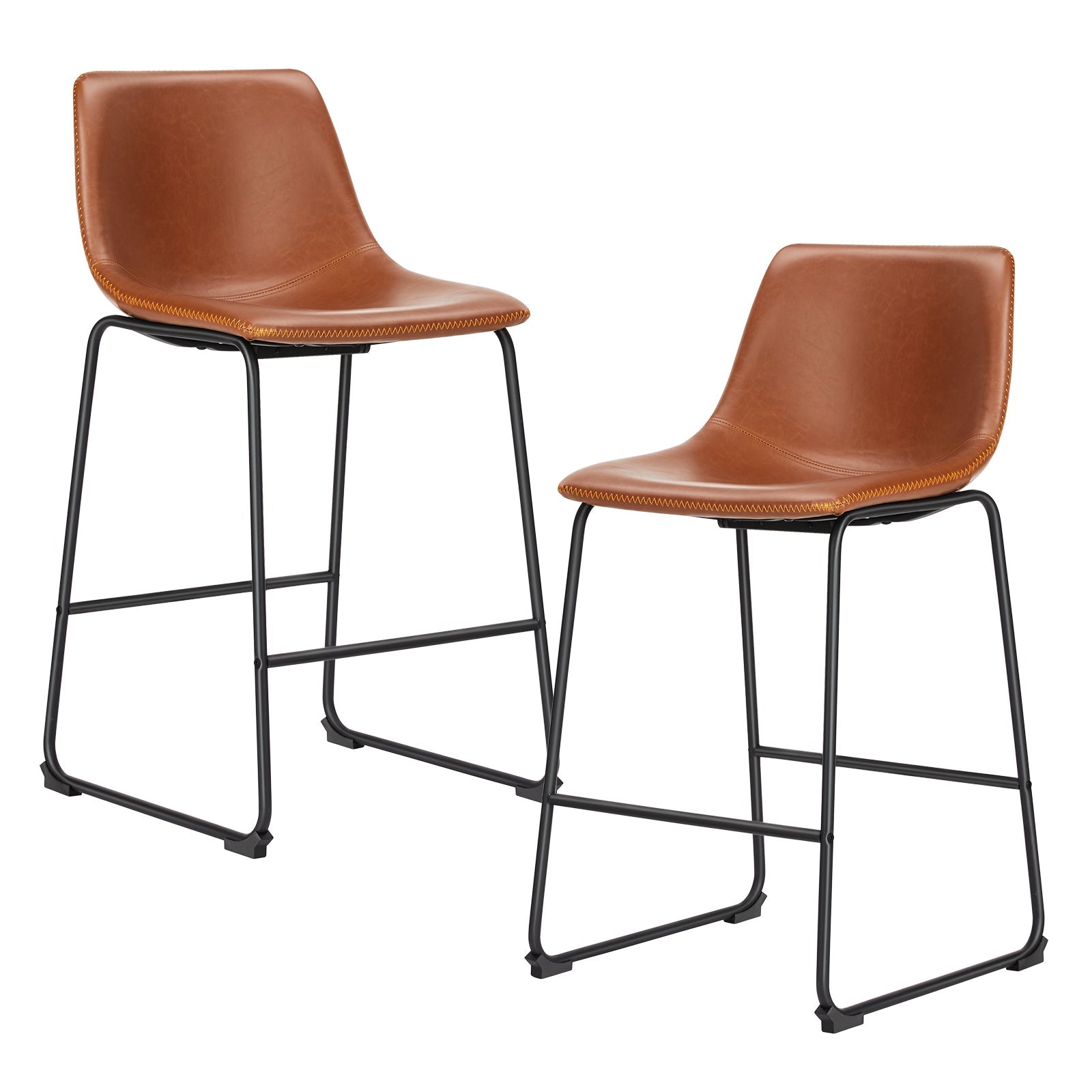 Leather 26" Counter Height Bar Stools (Set of 2)-American Furniture Outlet