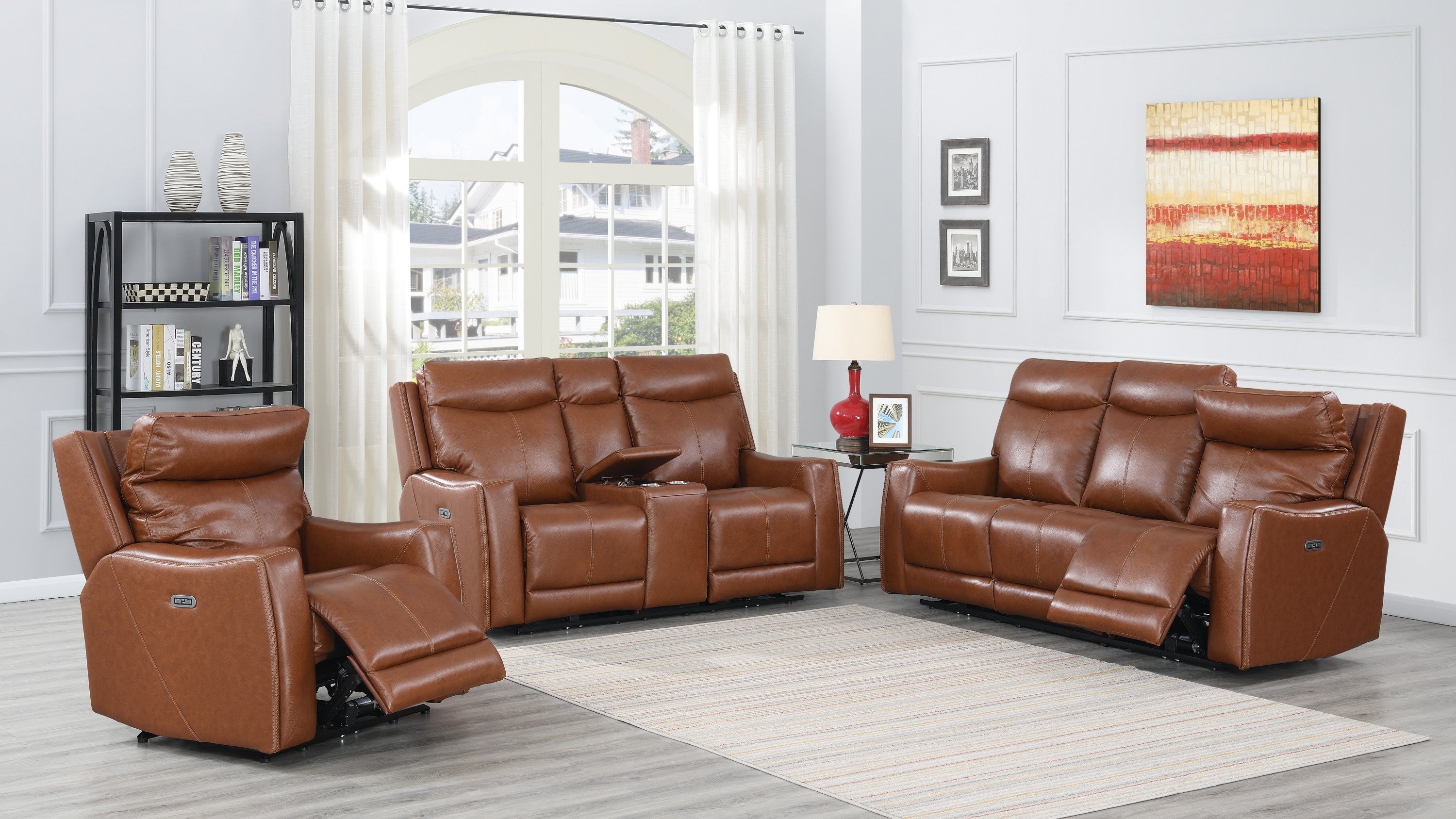 Leather Power Reclining Sofa - Headrest, USB-American Furniture Outlet