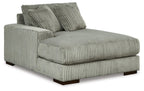 2-piece sectional sofa with ottoman, light fog corduroy texture, tufted chaise arm