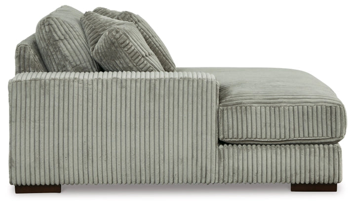 2-piece sectional sofa with chaise end, light fog corduroy upholstery, rounded arm