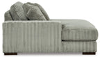 2-piece sectional sofa with chaise end, light fog corduroy upholstery, rounded arm