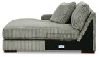 2-piece sectional sofa with chaise, light fog corduroy texture, two throw pillows