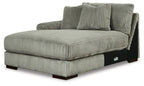 2-piece sectional sofa chaise, light fog corduroy fabric, three back pillows