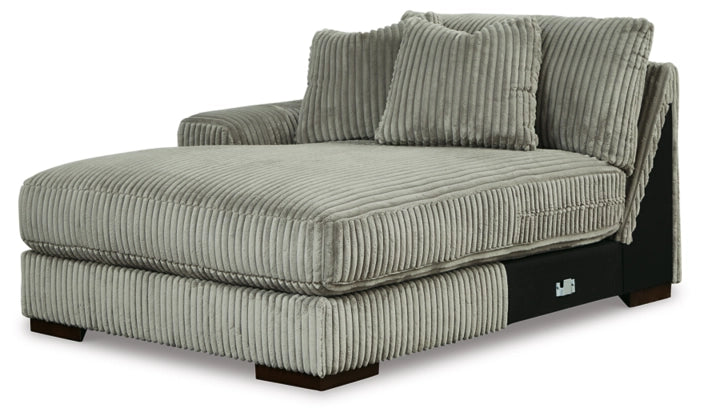 2-piece sectional sofa chaise, light fog corduroy fabric, three back pillows