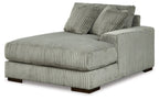 Fog striped sectional sofa with chaise extension and two back cushion pillows
